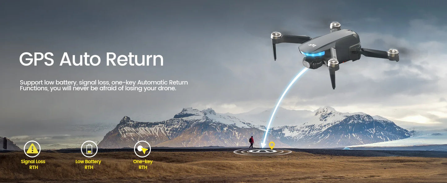 WeFone WF40 4K 2-Axis Gimbal GPS Drone, 5G, Auto Return, Brushless, 44min Flight, 2 Bats,C0.