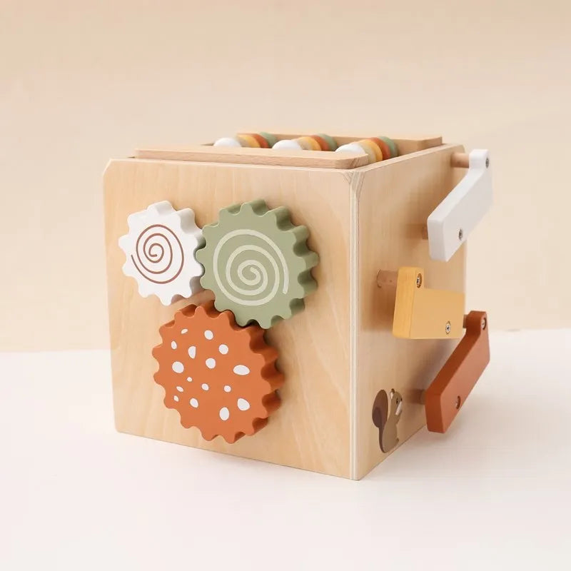 5-in-1 Wooden Activity Cube Game Center Bead Maze Leaf Shape Classifier Learning Montessori Toys 1-3 Early Childhood Education