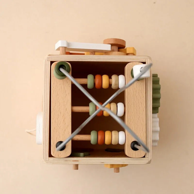 5-in-1 Wooden Activity Cube Game Center Bead Maze Leaf Shape Classifier Learning Montessori Toys 1-3 Early Childhood Education