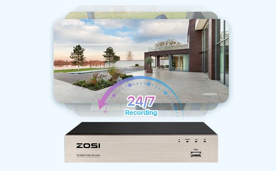 ZOSI 8CH CCTV System H.265+ 5MP Lite HD-TVI DVR kit 8 1080p 2MP Home Security Outdoor Night Vision Camera Video Surveillance Kit