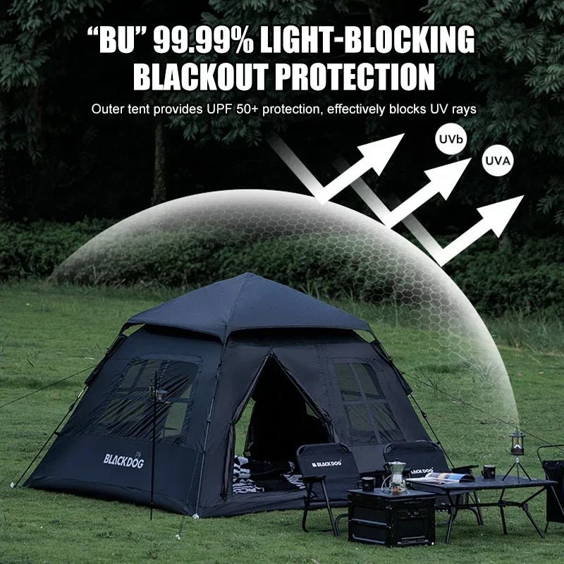 Outdoor Blackout Camping Tent Portable Rainproof Thickened Automatic Pop-Up Shelter for 3-4 People Perfect for Hiking Picnic