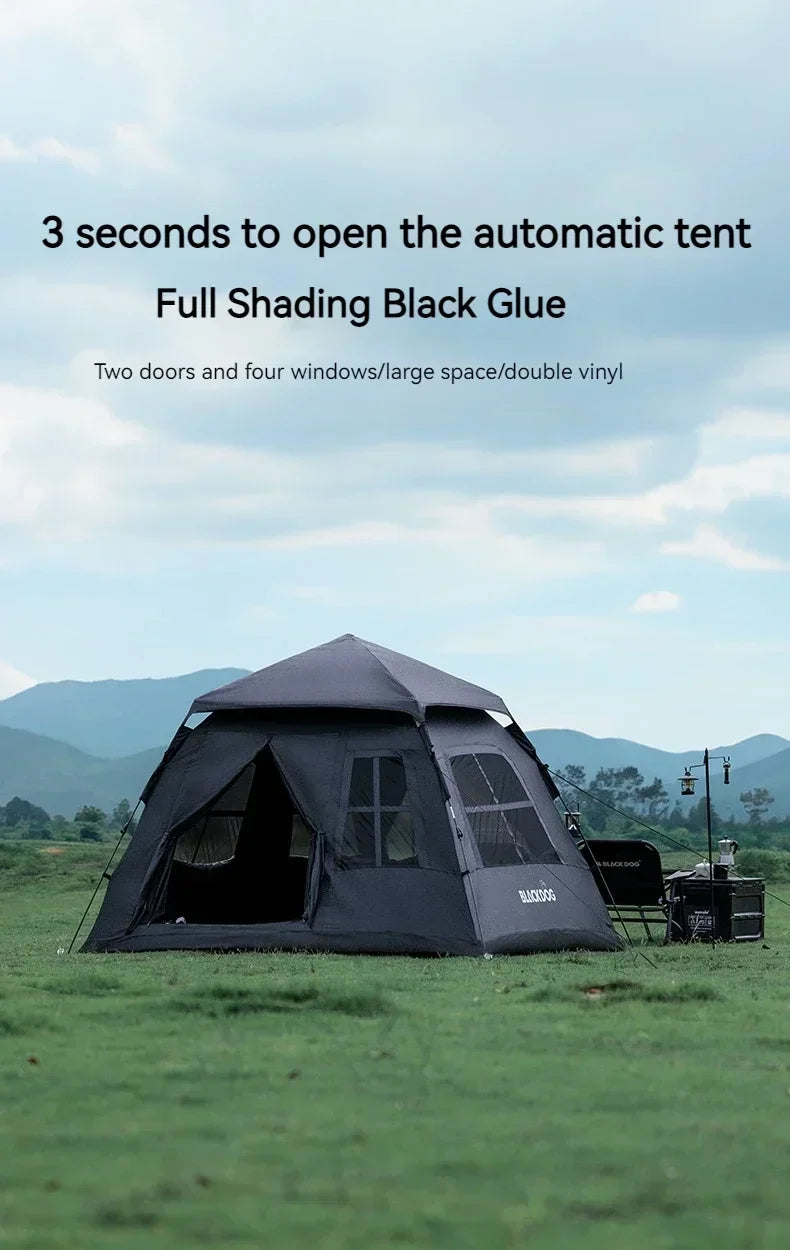 Outdoor Blackout Camping Tent Portable Rainproof Thickened Automatic Pop-Up Shelter for 3-4 People Perfect for Hiking Picnic