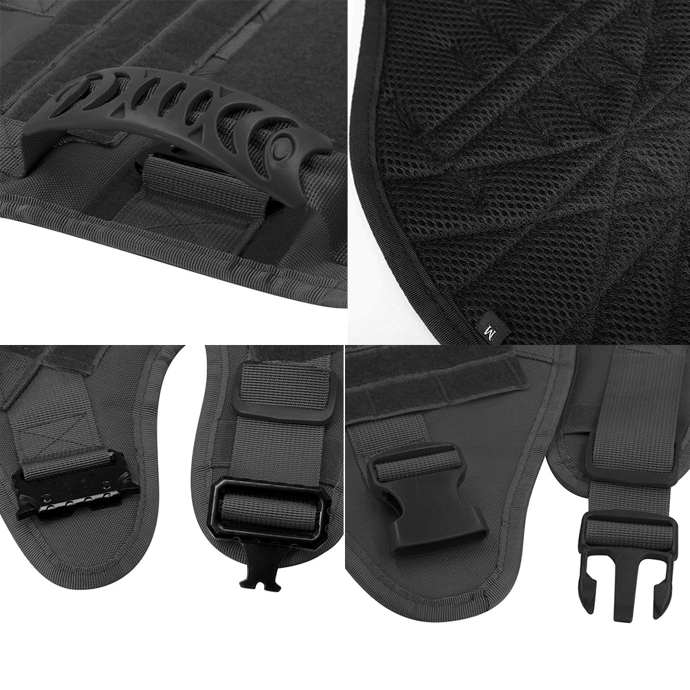 Large Dog Collar Military Dog Harness Leash Molle Pouches Pet Training Vest Tactical Harnesses Dogs Accessories