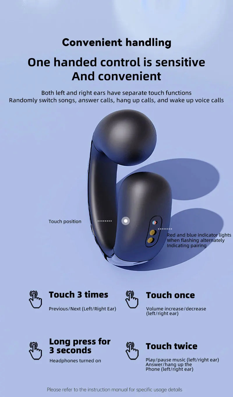 Monster MQT46 TWS Bluetooth Earclip Stereo Sports Music Headphones With High Fidelity Sound Quality And High Definition Call Wit