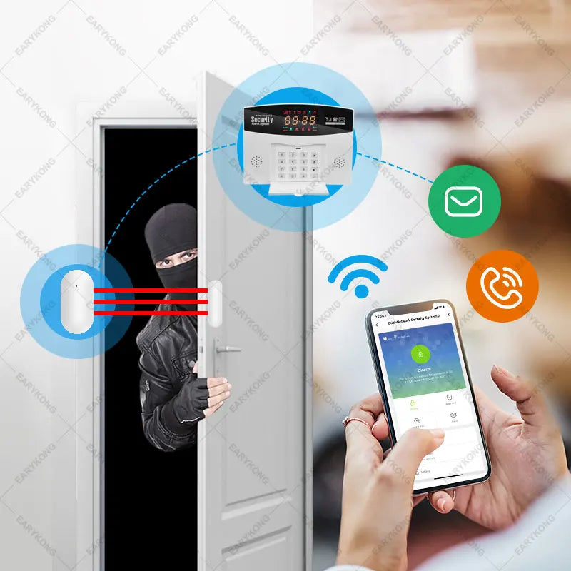 Tuya WiFi GSM Alarm System 433MHz Home Burglar Security Alarm Tuyasmart / Smart Life APP Compatible With Alexa Google