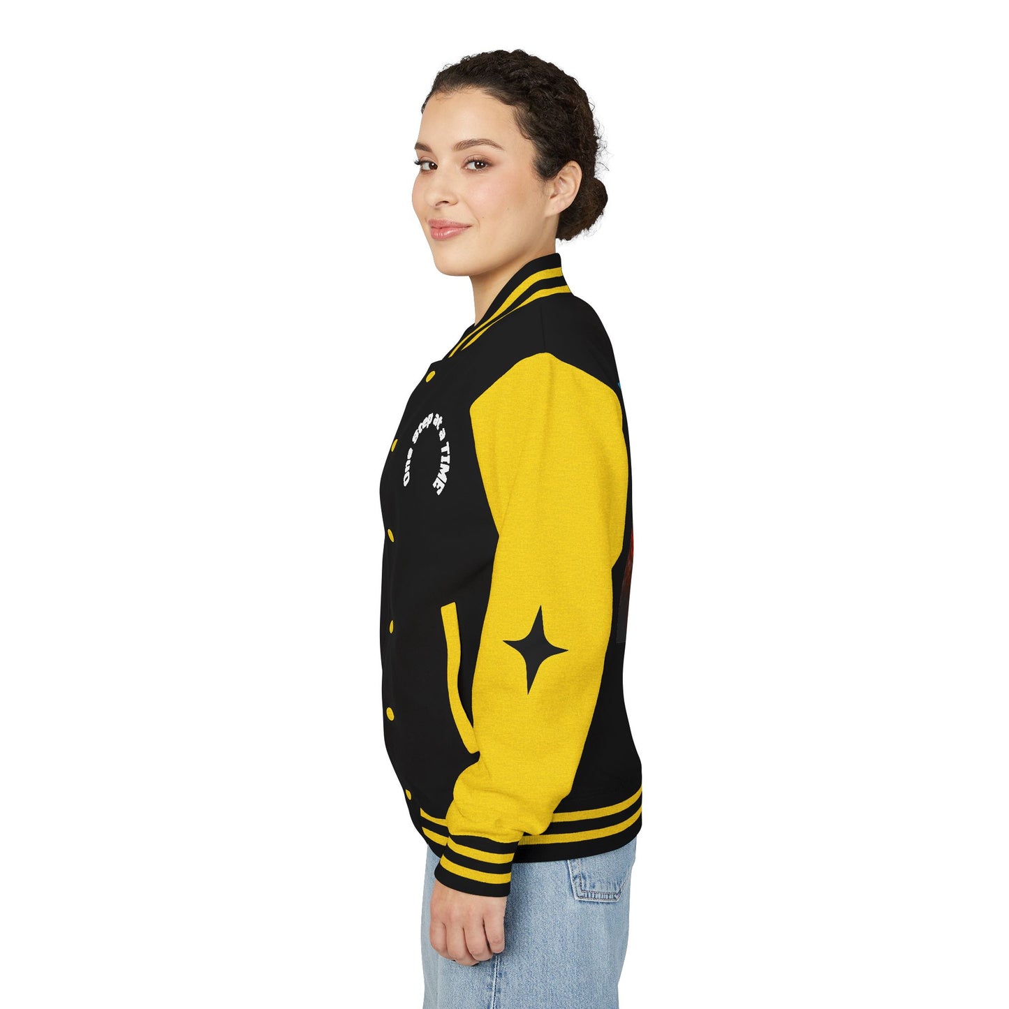Letterman Jacket — Retro Sunset Shield Logo Varsity Jacket