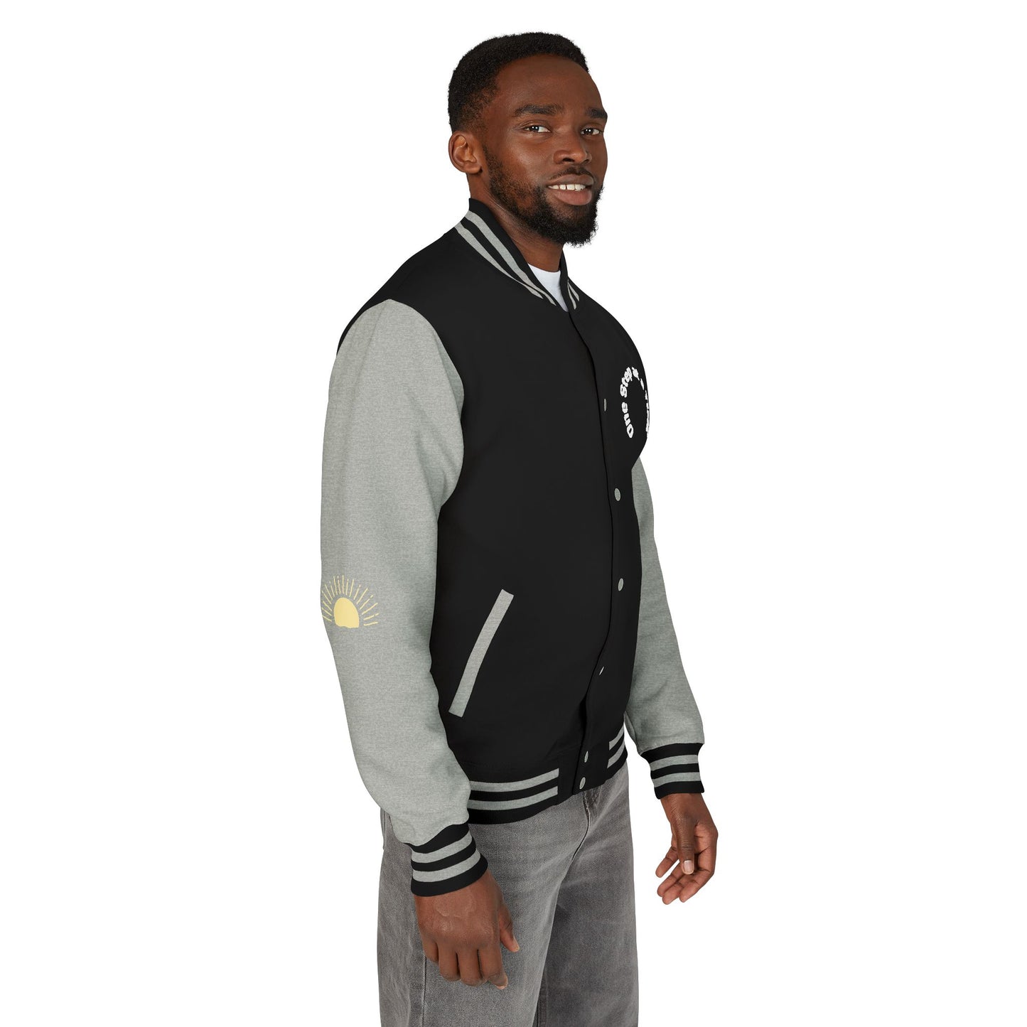 Letterman Jacket — Retro Sunset Shield Logo Varsity Jacket