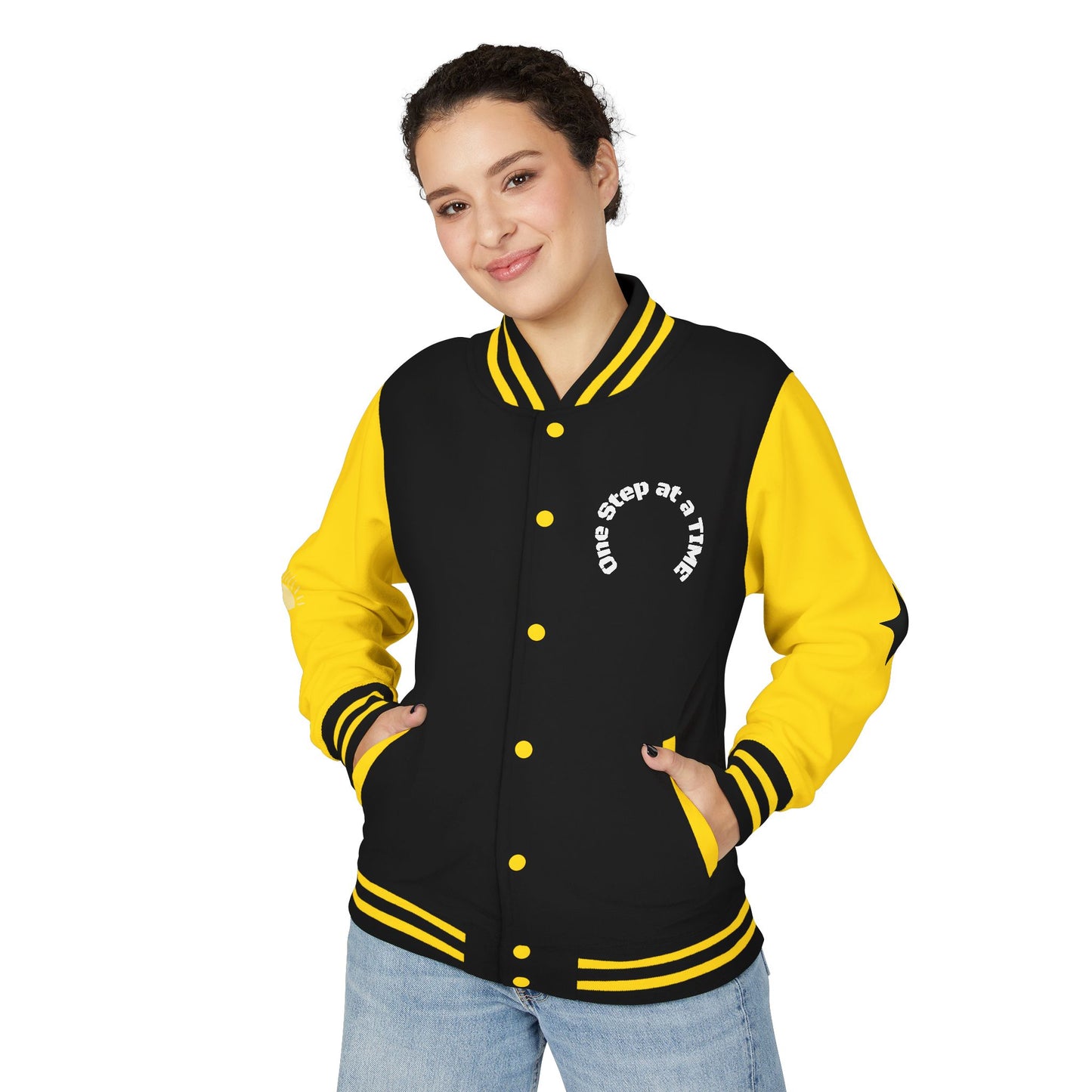 Letterman Jacket — Retro Sunset Shield Logo Varsity Jacket