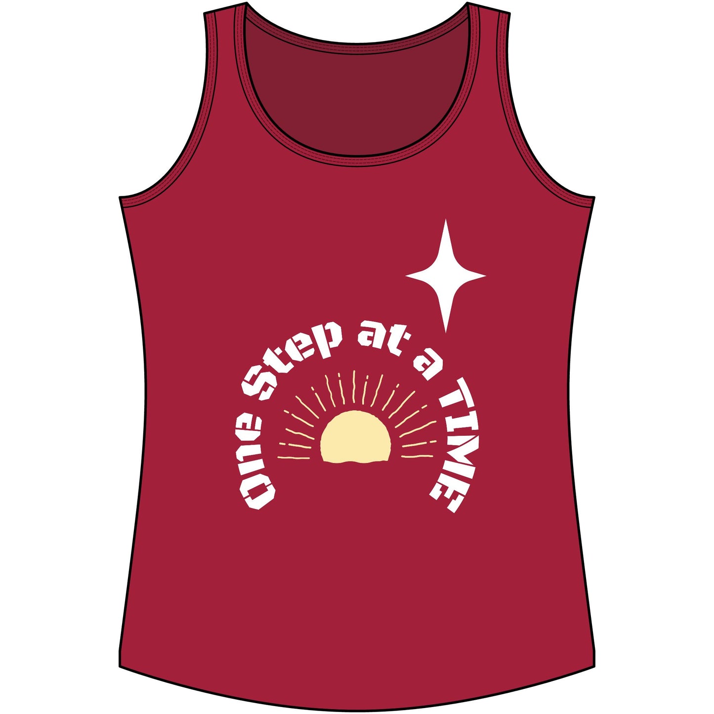 One Step at a Time Sunrise Tank Top — Motivational Women's Cotton Tank