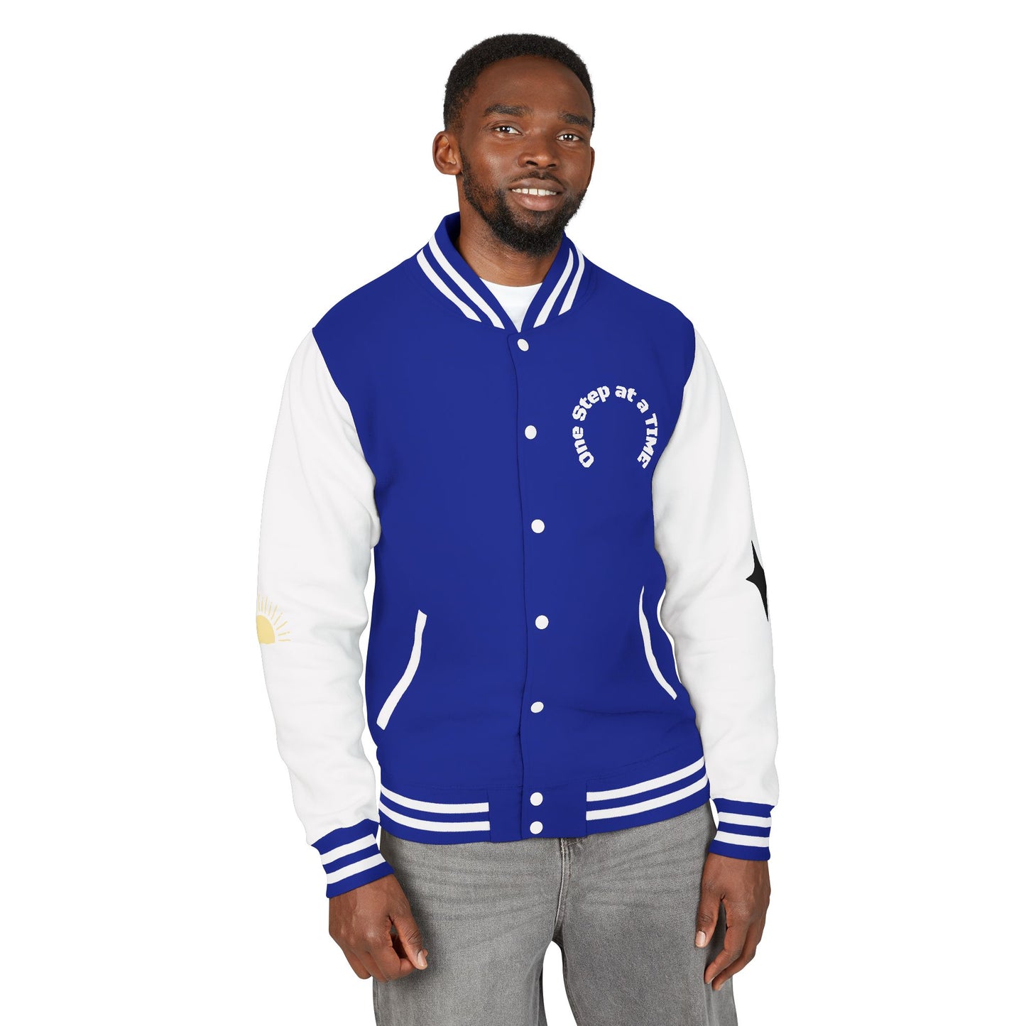 Letterman Jacket — Retro Sunset Shield Logo Varsity Jacket