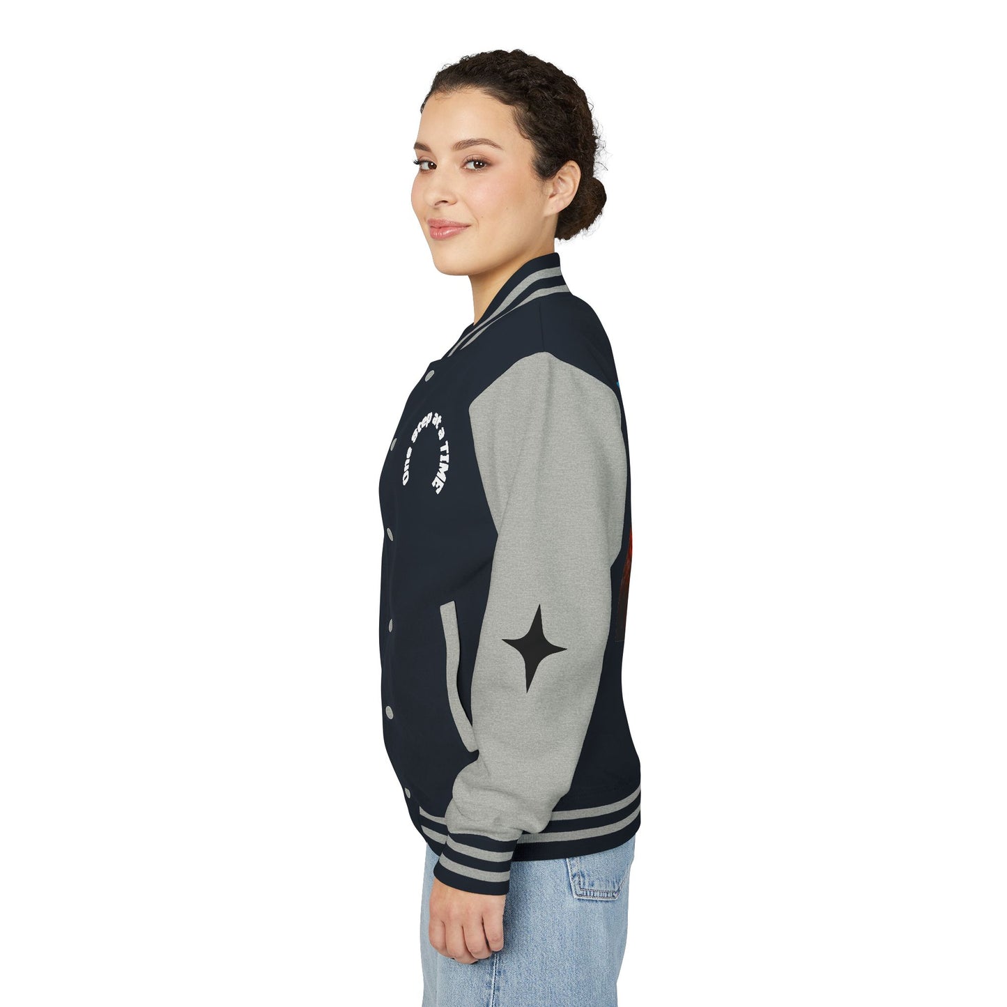 Letterman Jacket — Retro Sunset Shield Logo Varsity Jacket