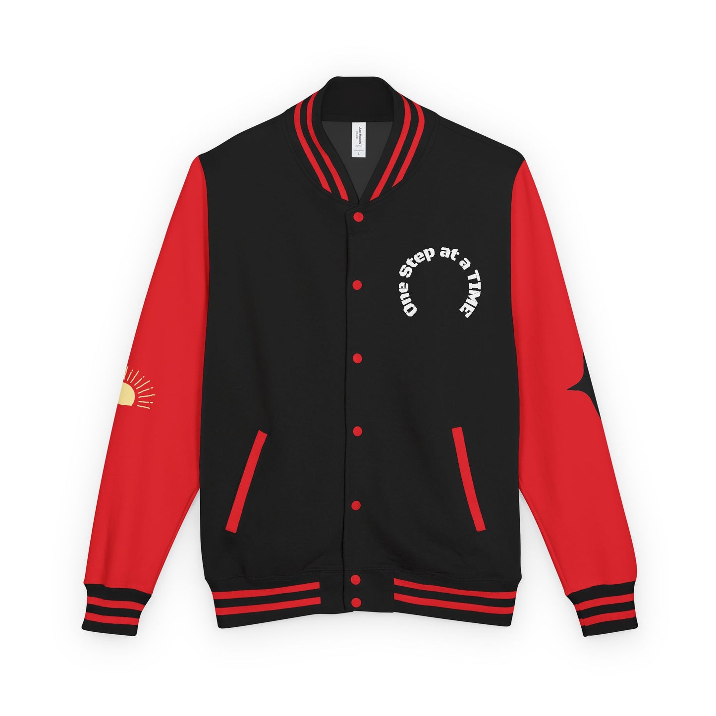 Letterman Jacket — Retro Sunset Shield Logo Varsity Jacket