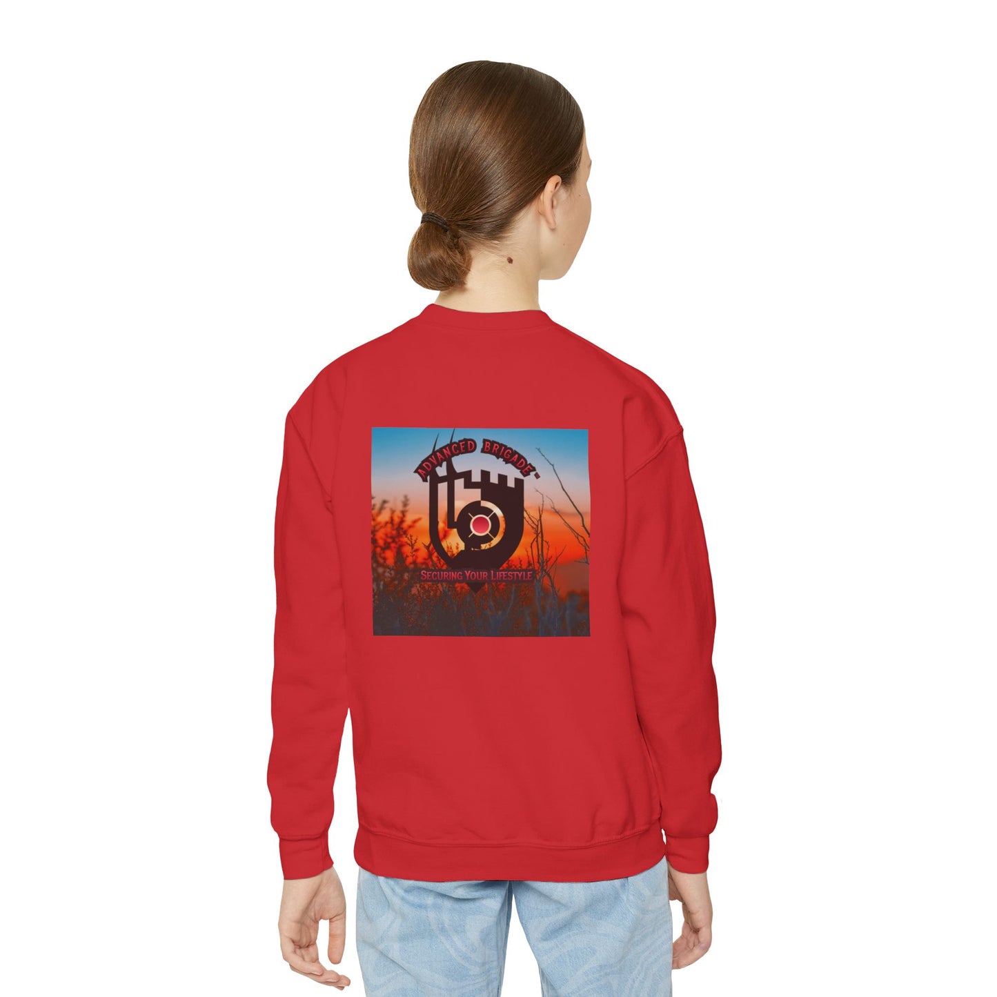 Youth Crewneck Sweatshirt — "One Step at a Time" Sunrise Graphic