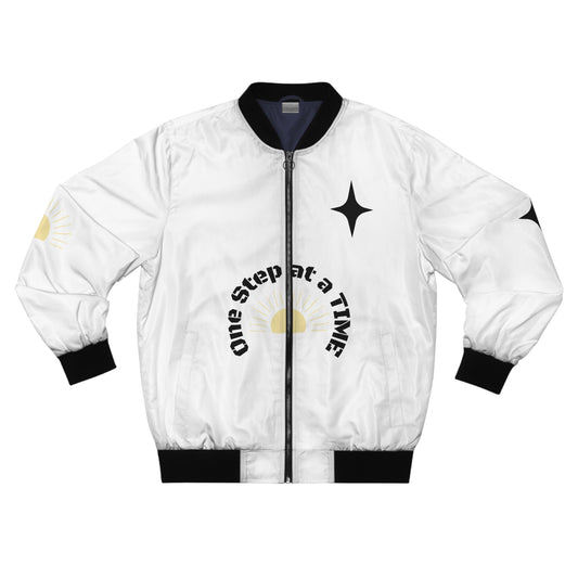 Bomber Jacket — 'One Step at a Time' Sunset Graphic