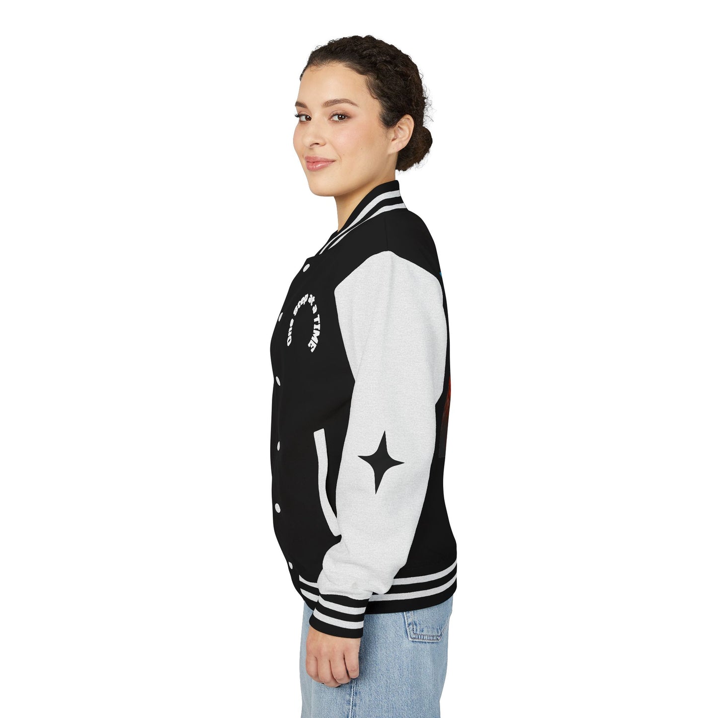 Letterman Jacket — Retro Sunset Shield Logo Varsity Jacket