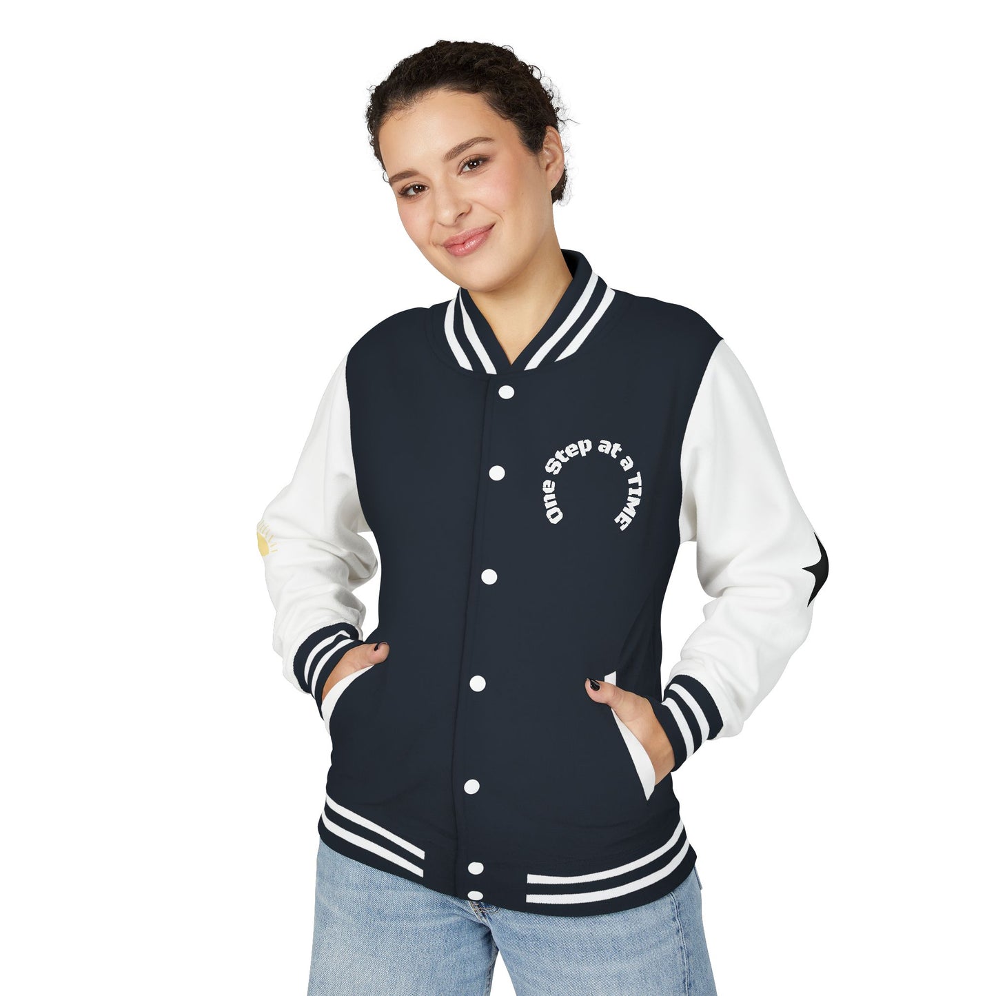 Letterman Jacket — Retro Sunset Shield Logo Varsity Jacket