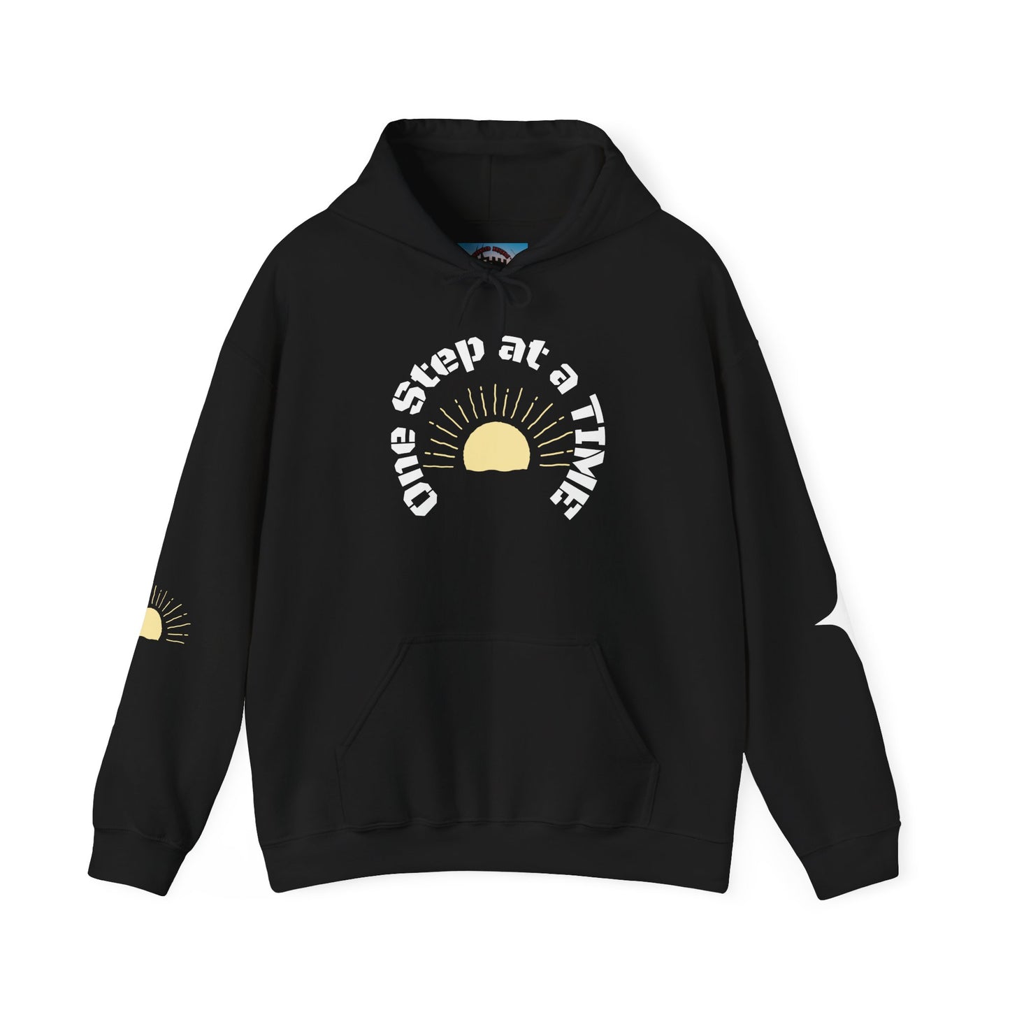 One Step at a Time Hoodie – Inspirational Sunrise Graphic Sweatshirt