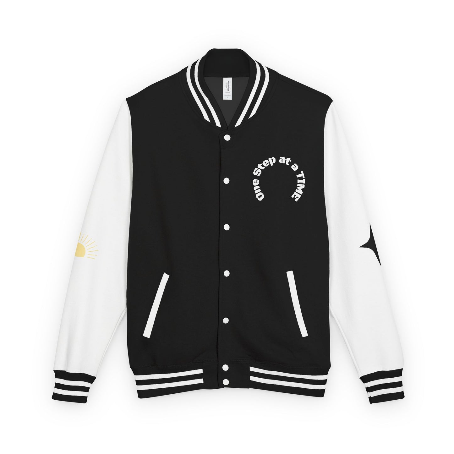 Letterman Jacket — Retro Sunset Shield Logo Varsity Jacket