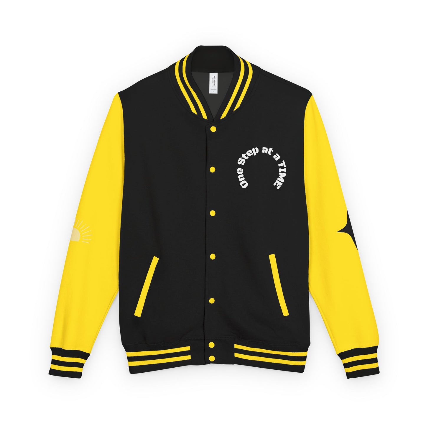 Letterman Jacket — Retro Sunset Shield Logo Varsity Jacket