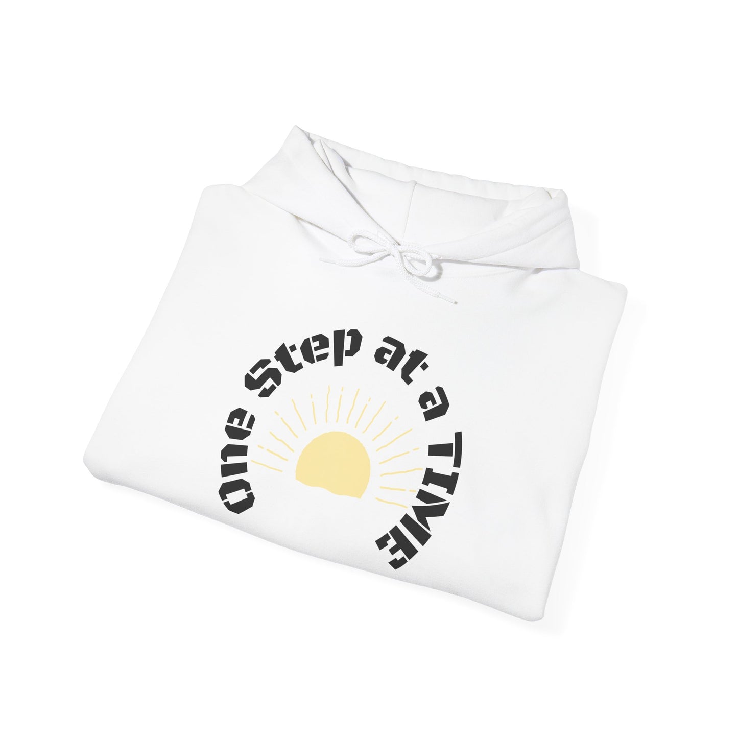 One Step at a Time Hoodie – Inspirational Sunrise Graphic Sweatshirt