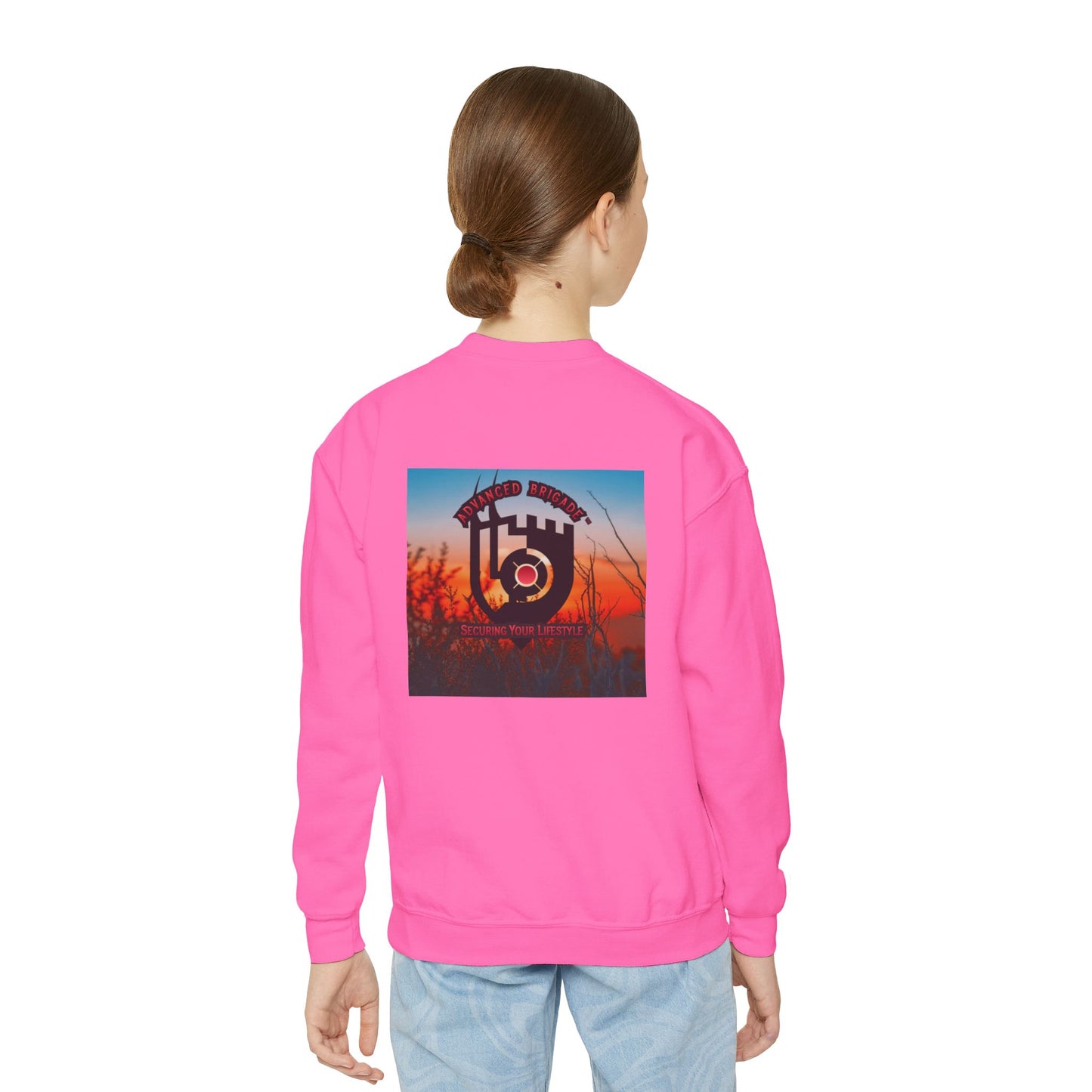 Youth Crewneck Sweatshirt — "One Step at a Time" Sunrise Graphic