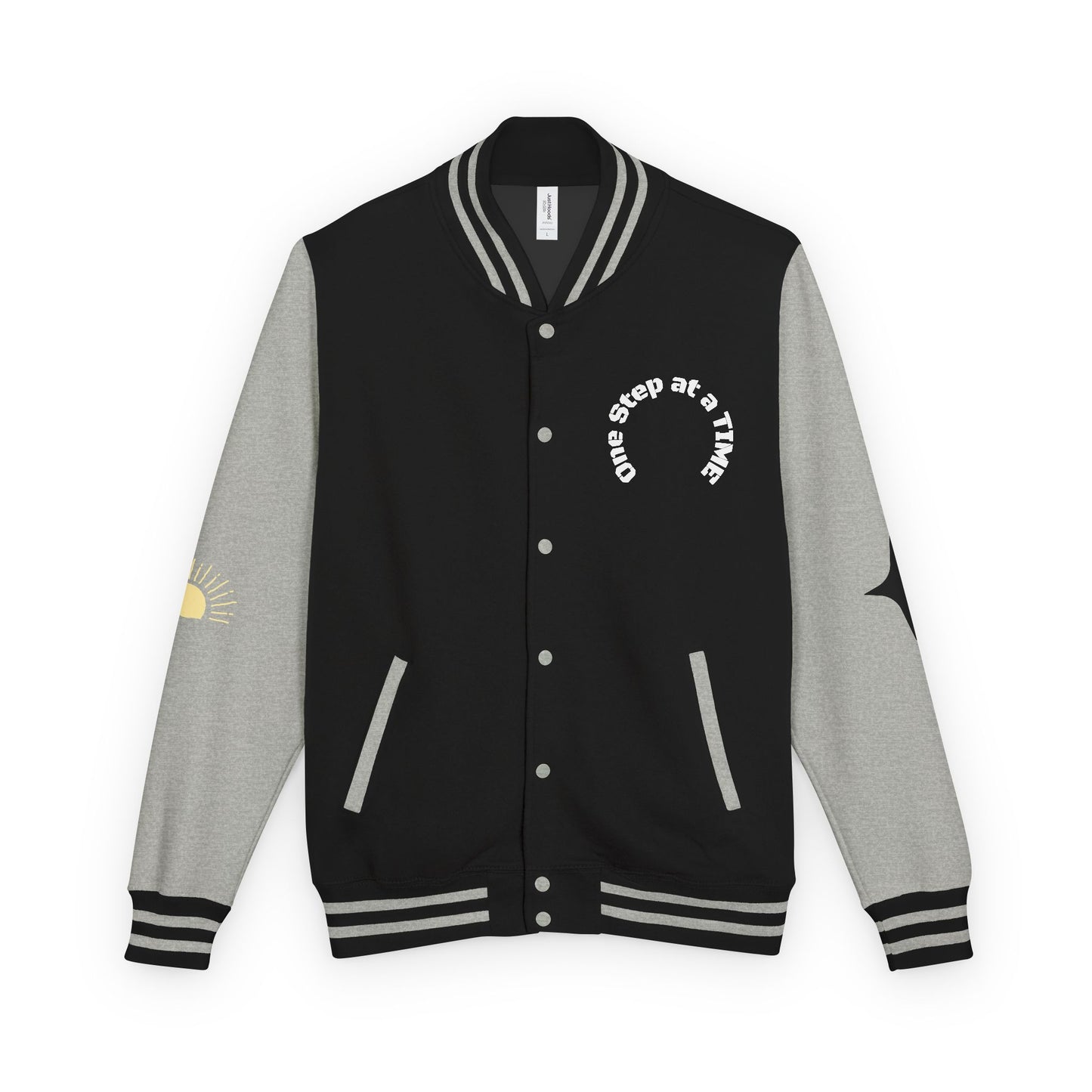 Letterman Jacket — Retro Sunset Shield Logo Varsity Jacket