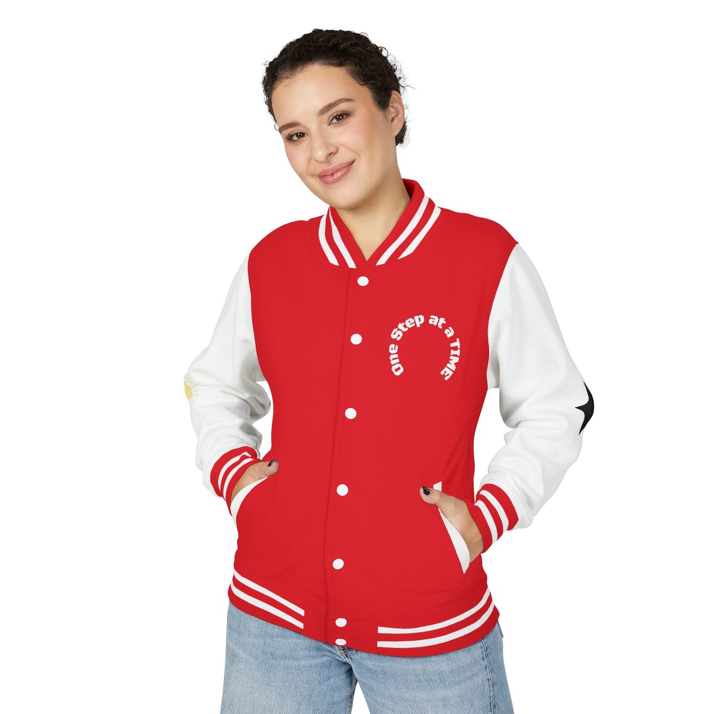Letterman Jacket — Retro Sunset Shield Logo Varsity Jacket