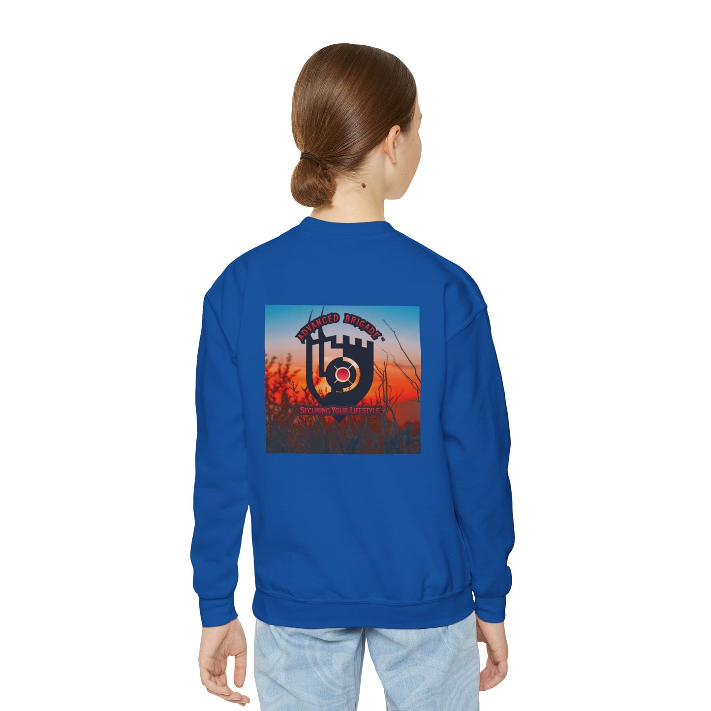 Youth Crewneck Sweatshirt — "One Step at a Time" Sunrise Graphic