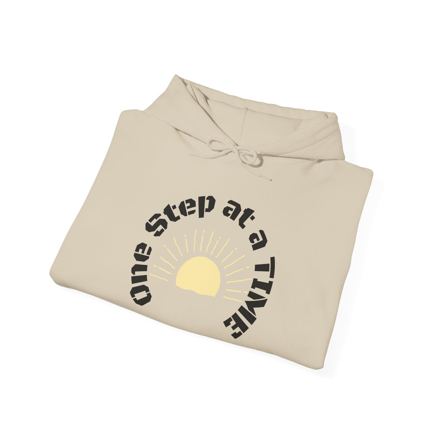 One Step at a Time Hoodie – Inspirational Sunrise Graphic Sweatshirt