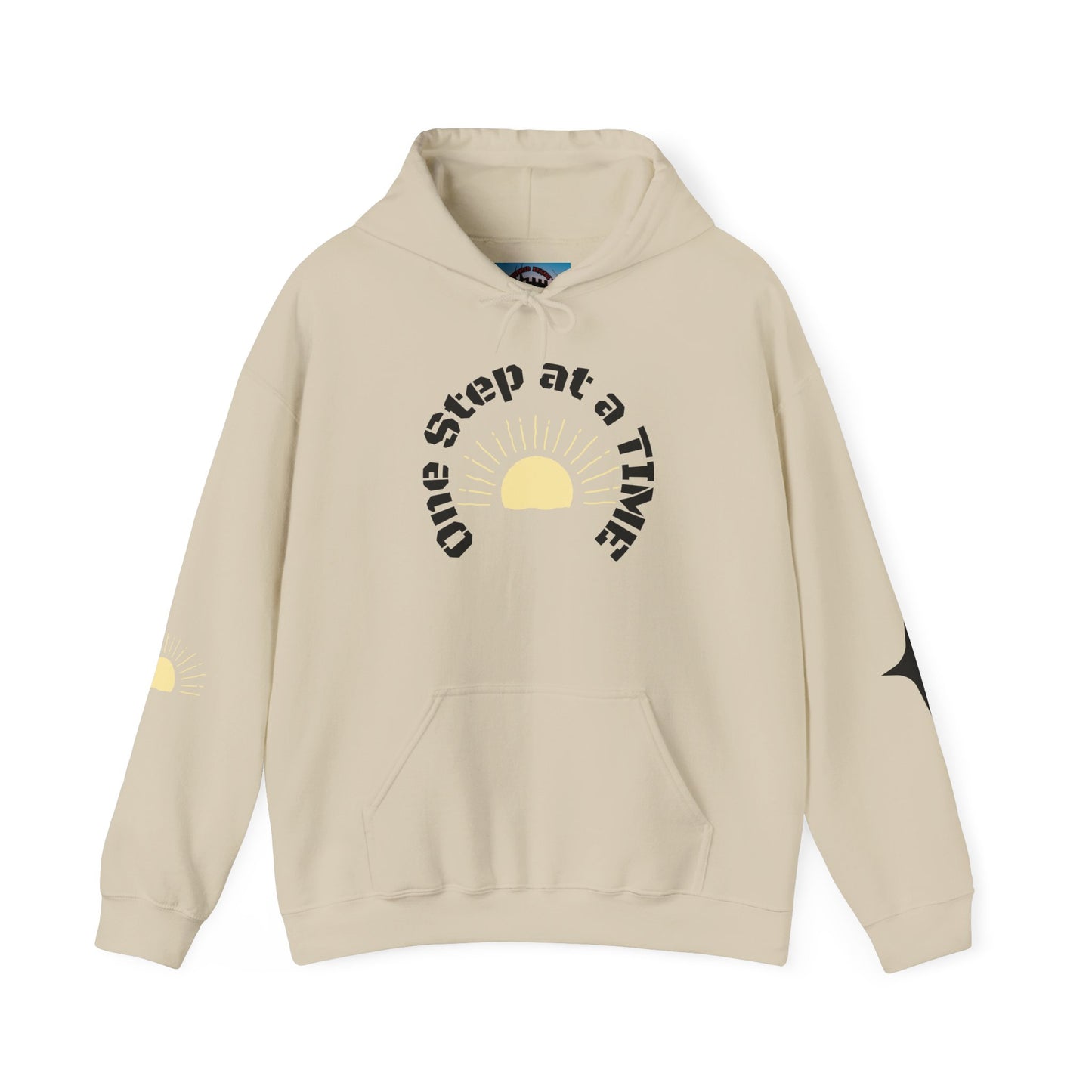 One Step at a Time Hoodie – Inspirational Sunrise Graphic Sweatshirt