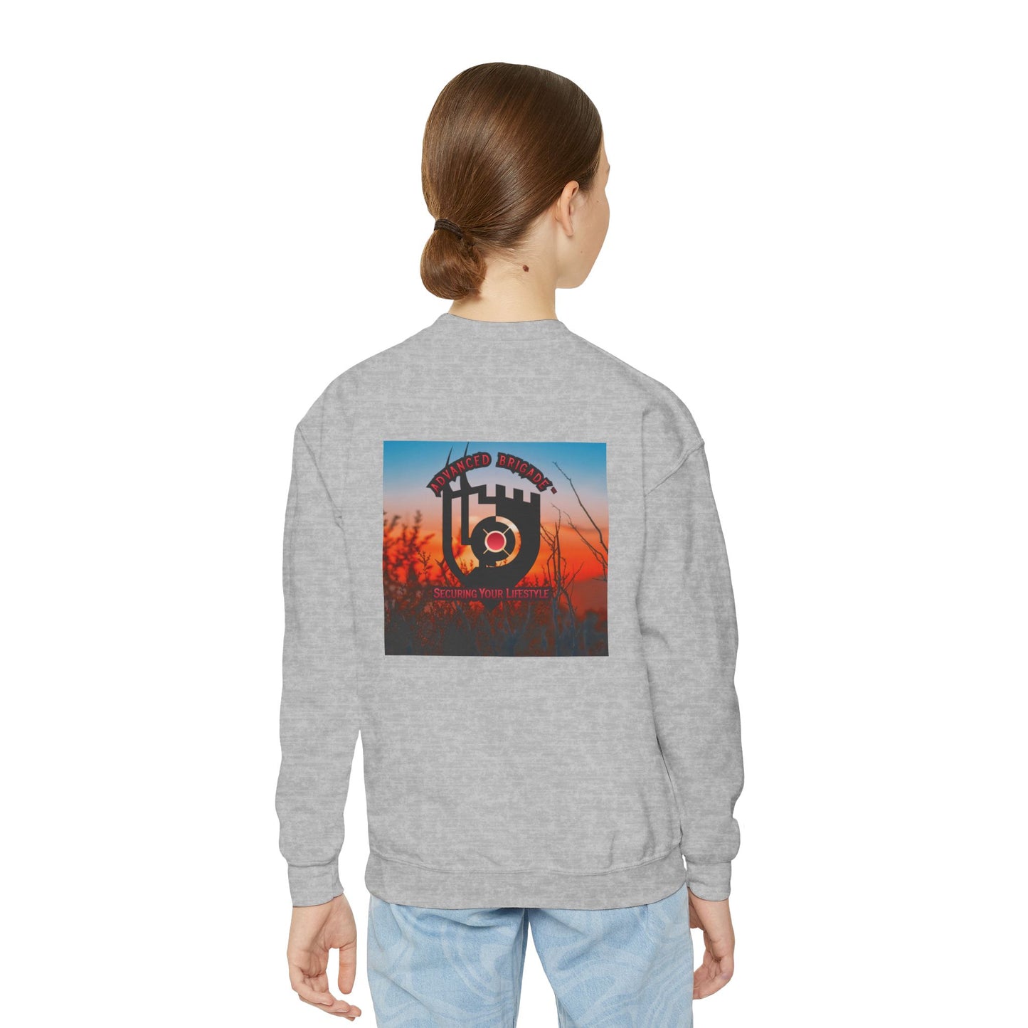 Youth Crewneck Sweatshirt — "One Step at a Time" Sunrise Graphic
