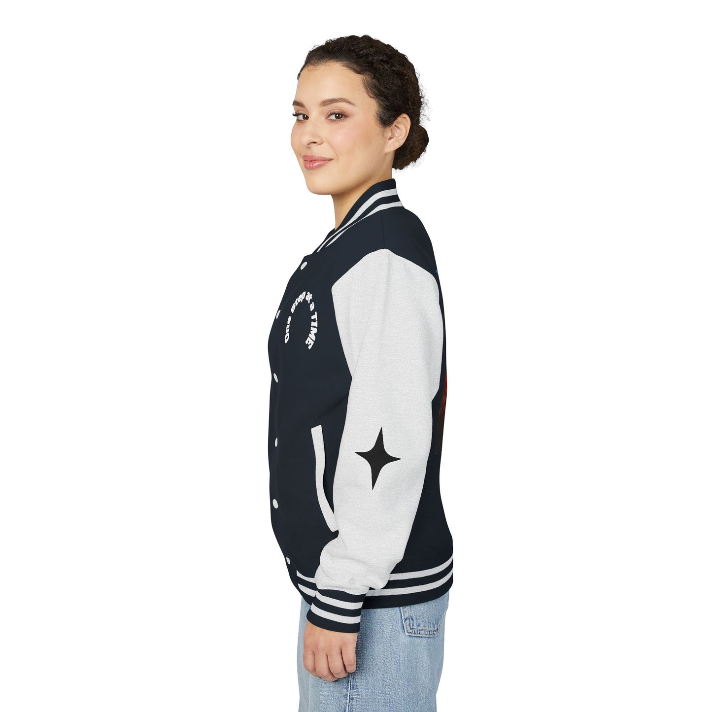 Letterman Jacket — Retro Sunset Shield Logo Varsity Jacket