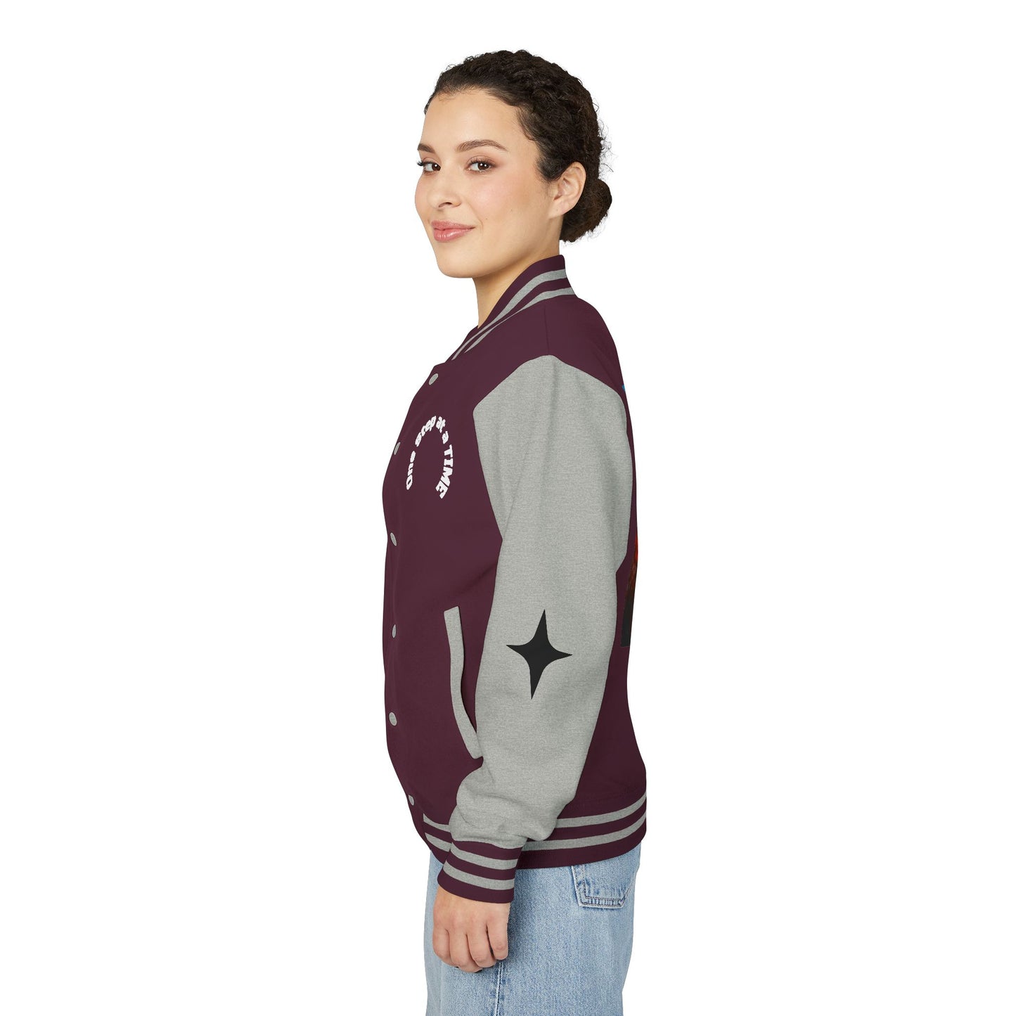 Letterman Jacket — Retro Sunset Shield Logo Varsity Jacket