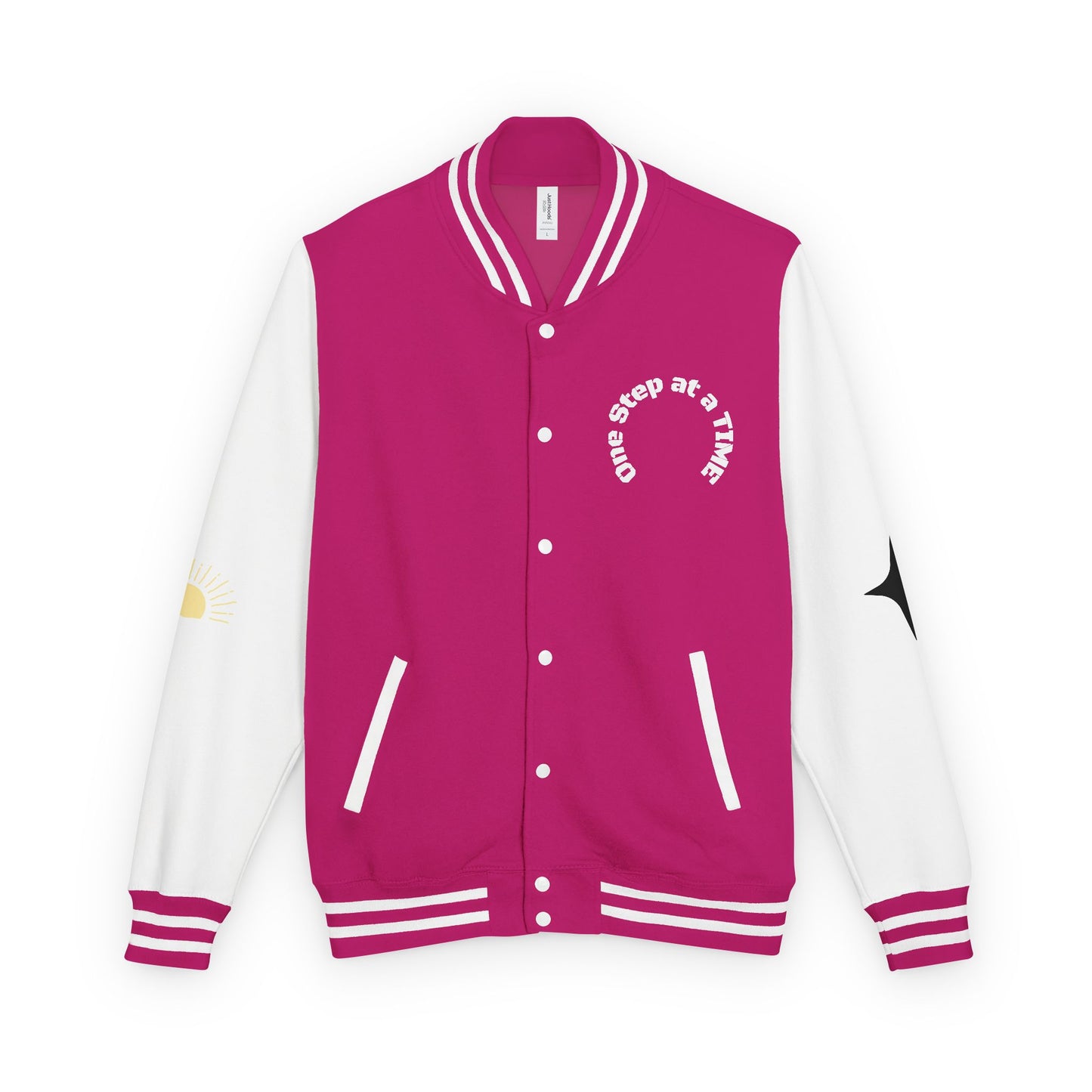 Letterman Jacket — Retro Sunset Shield Logo Varsity Jacket