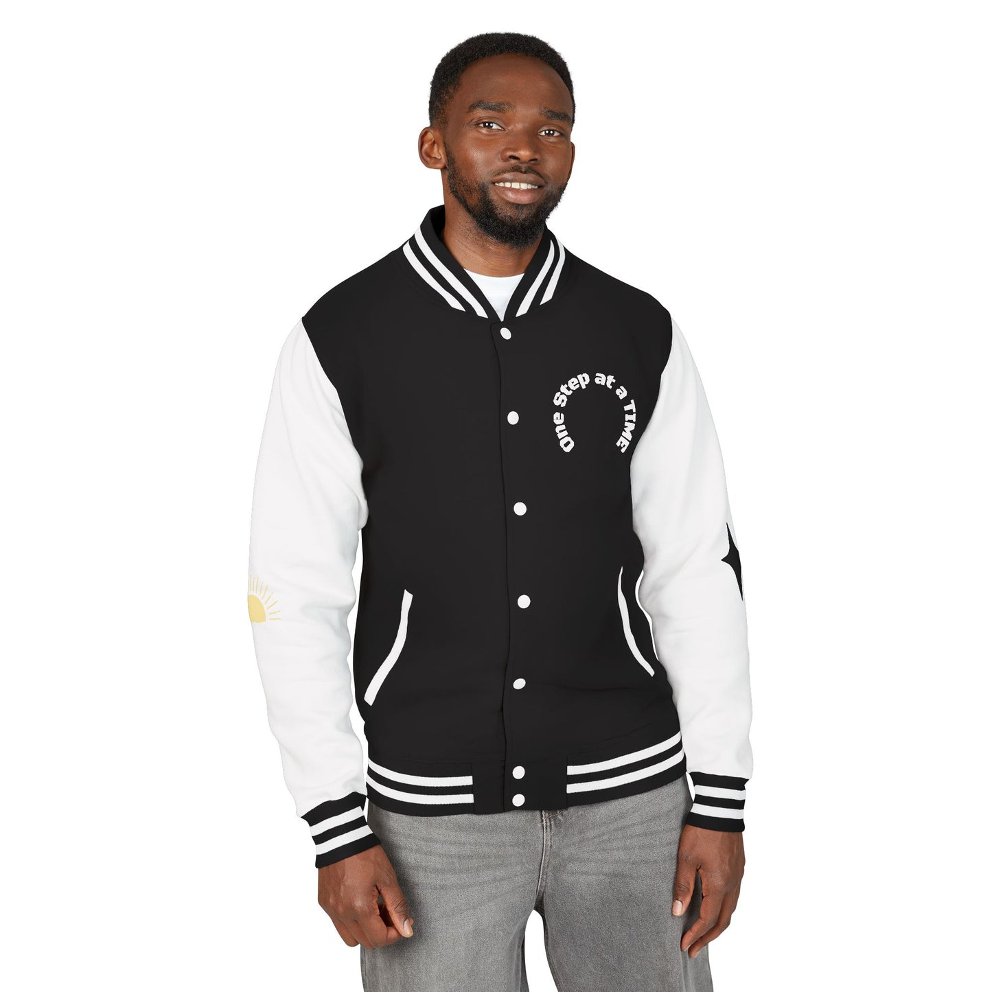 Letterman Jacket — Retro Sunset Shield Logo Varsity Jacket