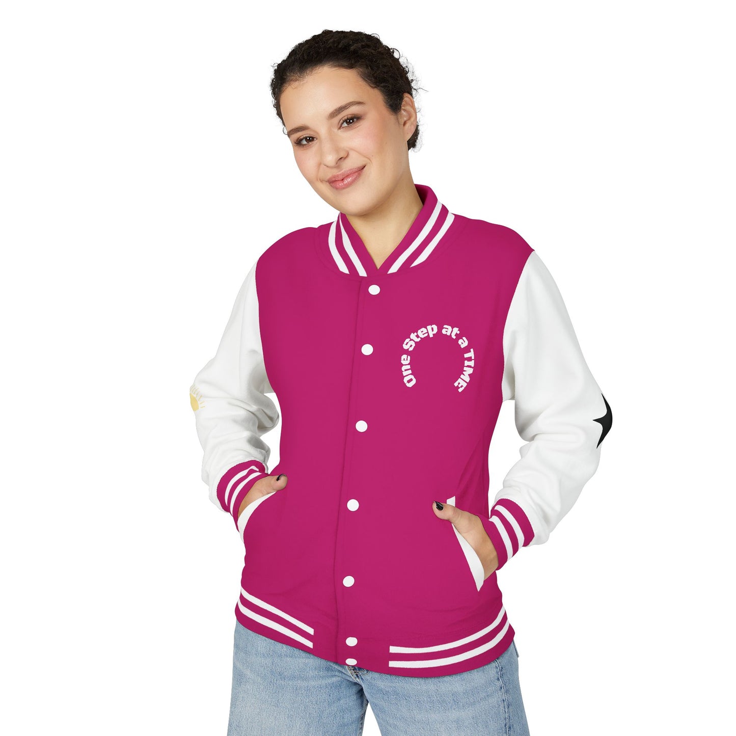Letterman Jacket — Retro Sunset Shield Logo Varsity Jacket