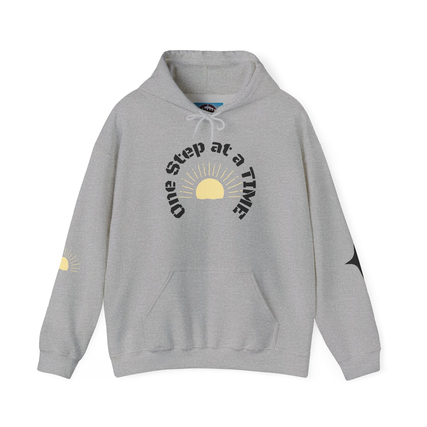 One Step at a Time Hoodie – Inspirational Sunrise Graphic Sweatshirt