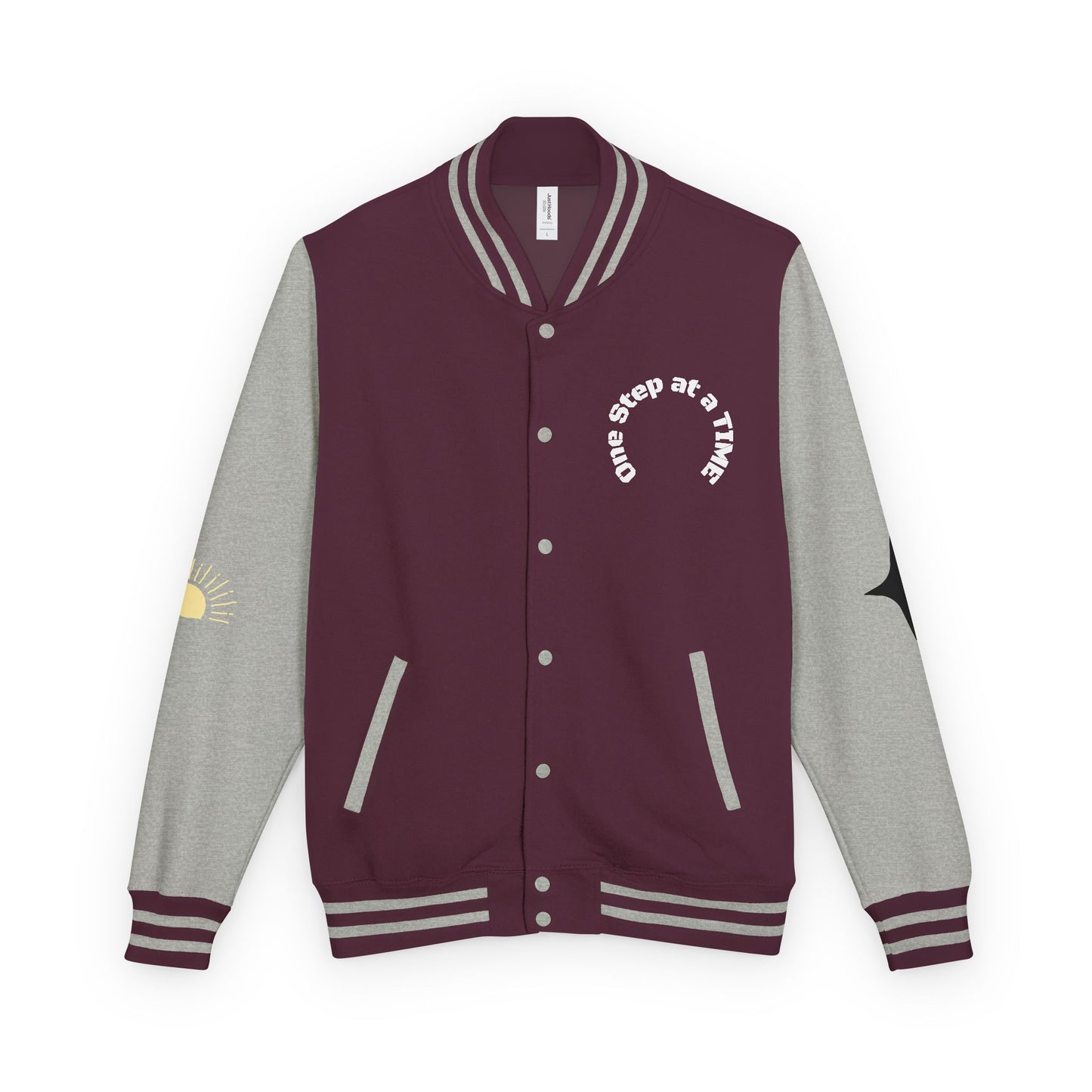 Letterman Jacket — Retro Sunset Shield Logo Varsity Jacket