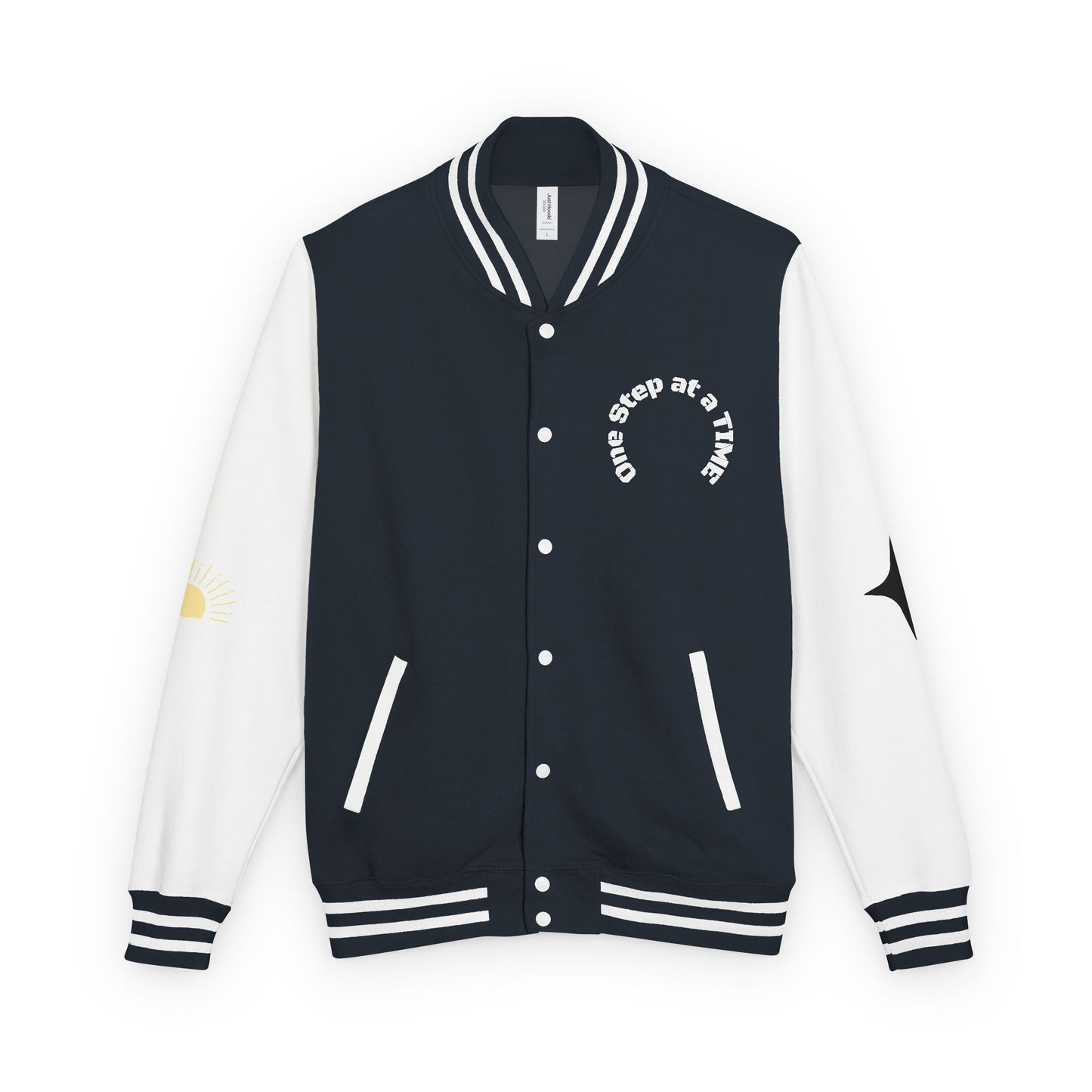 Letterman Jacket — Retro Sunset Shield Logo Varsity Jacket