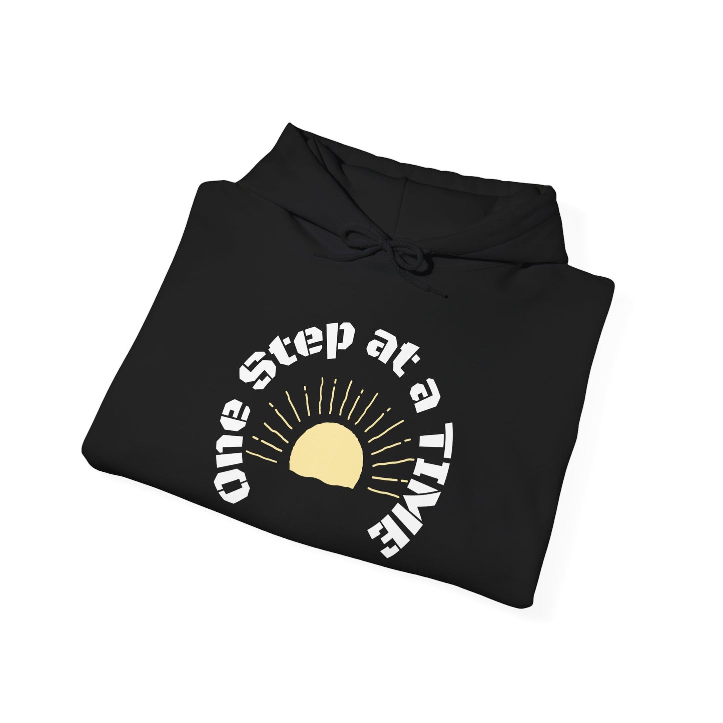 One Step at a Time Hoodie – Inspirational Sunrise Graphic Sweatshirt