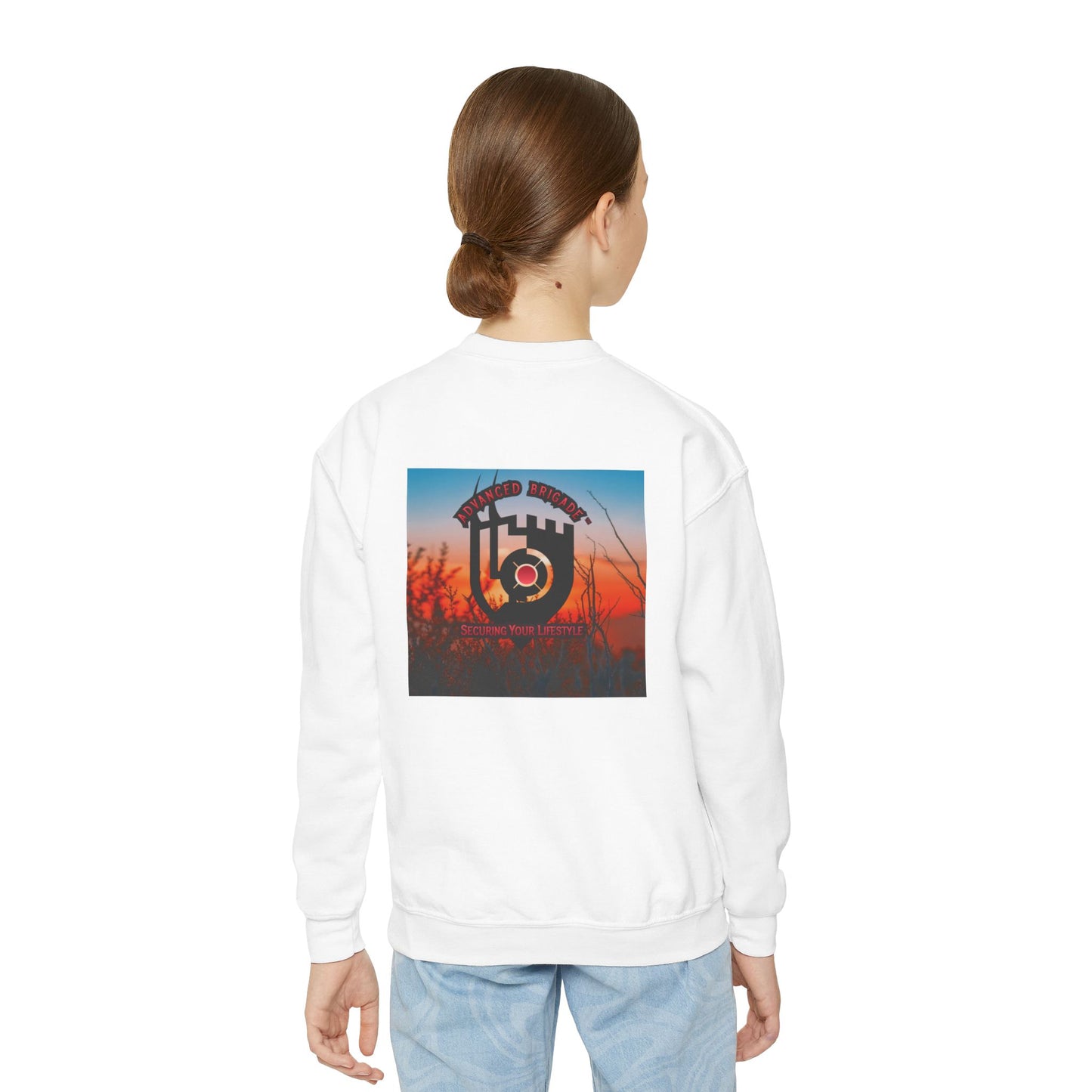 Youth Crewneck Sweatshirt — "One Step at a Time" Sunrise Graphic