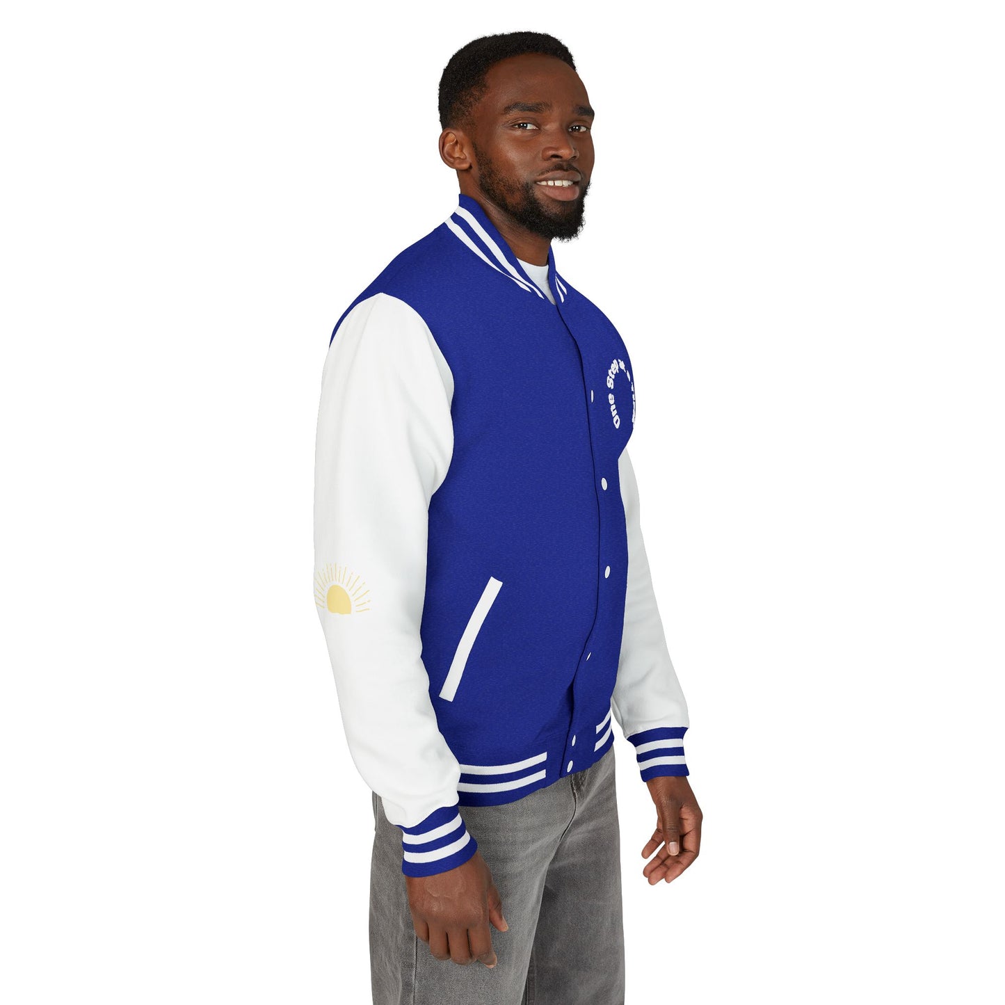 Letterman Jacket — Retro Sunset Shield Logo Varsity Jacket