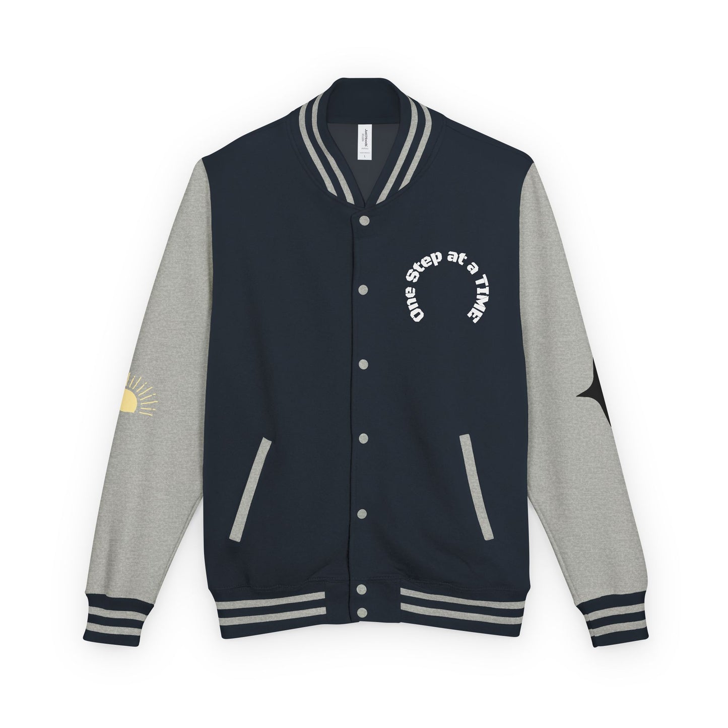 Letterman Jacket — Retro Sunset Shield Logo Varsity Jacket