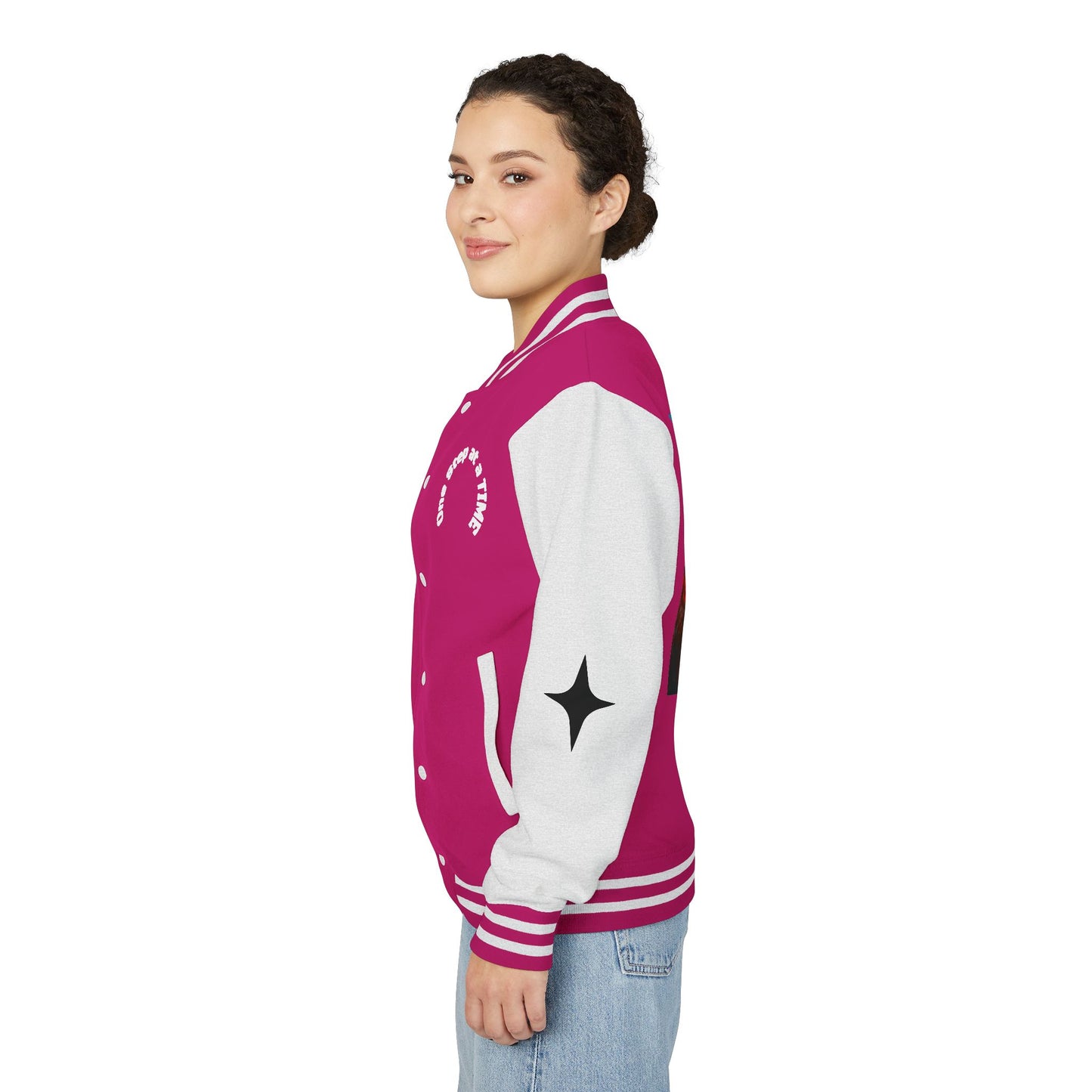 Letterman Jacket — Retro Sunset Shield Logo Varsity Jacket