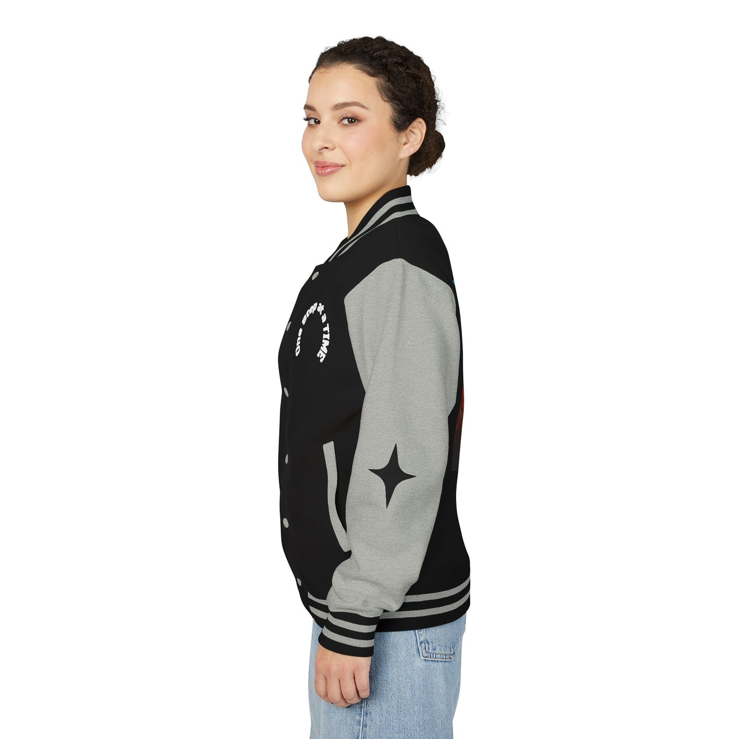 Letterman Jacket — Retro Sunset Shield Logo Varsity Jacket