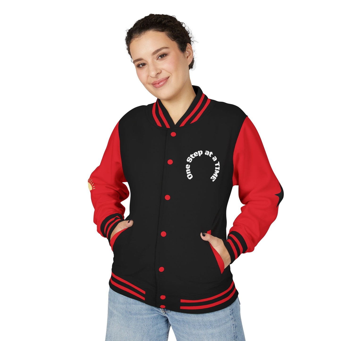 Letterman Jacket — Retro Sunset Shield Logo Varsity Jacket