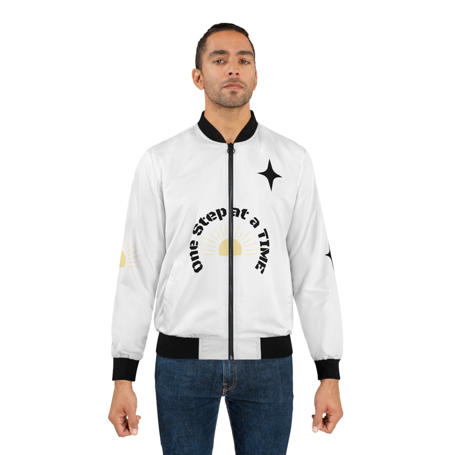 Bomber Jacket — 'One Step at a Time' Sunset Graphic