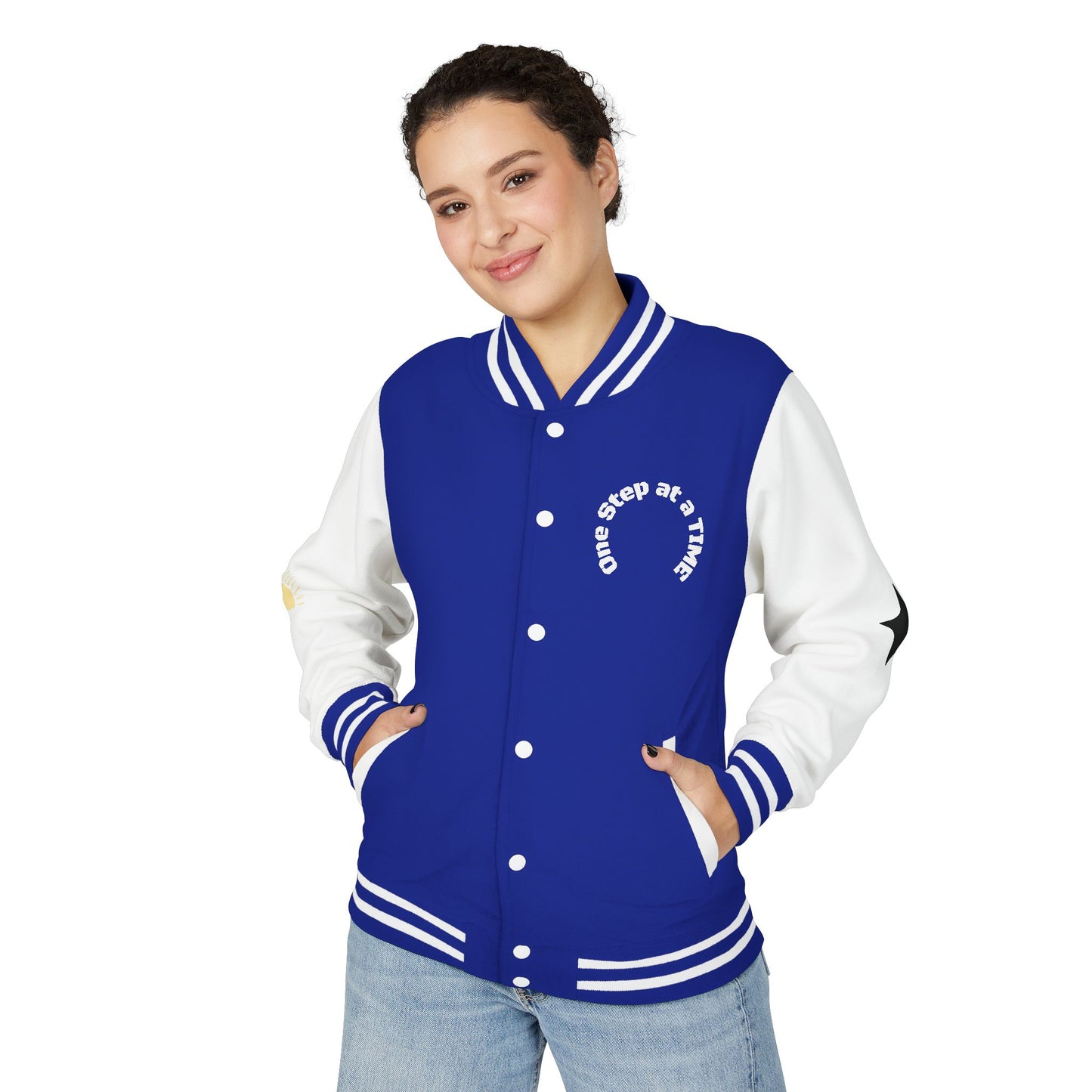 Letterman Jacket — Retro Sunset Shield Logo Varsity Jacket