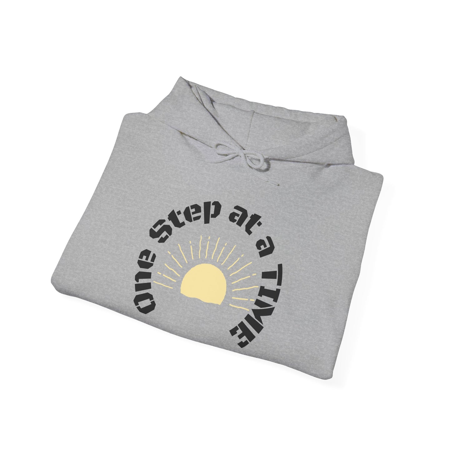 One Step at a Time Hoodie – Inspirational Sunrise Graphic Sweatshirt