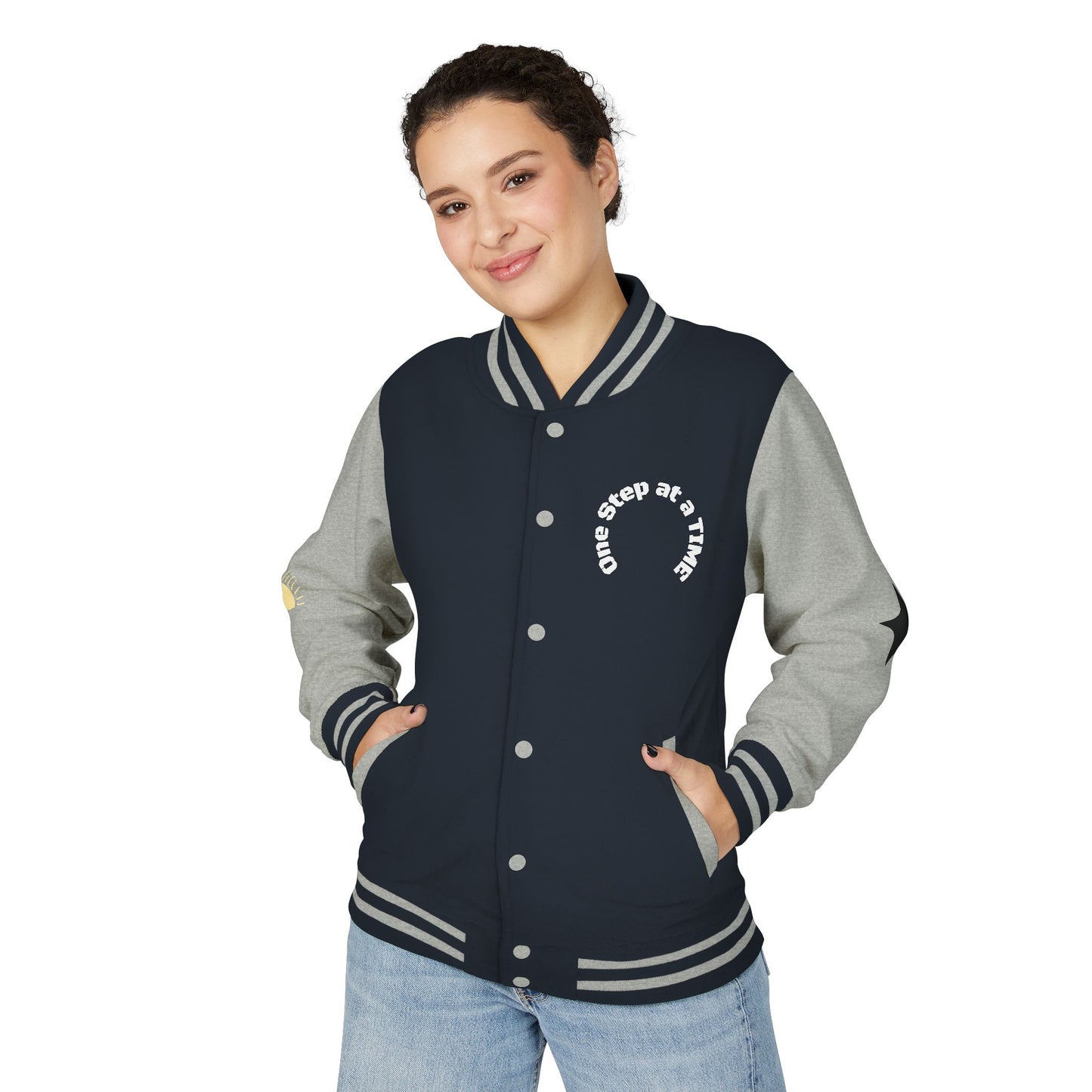 Letterman Jacket — Retro Sunset Shield Logo Varsity Jacket